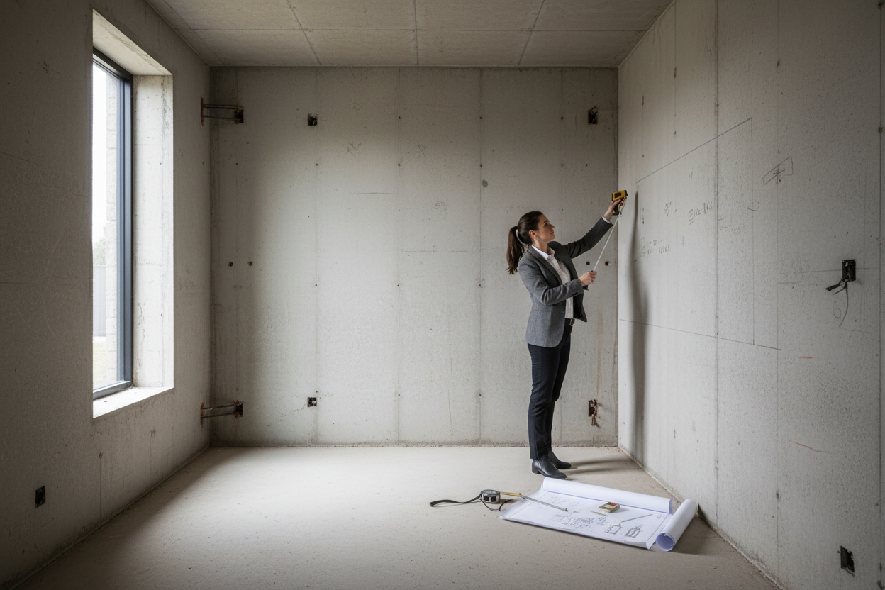 Person measuring wine cellar