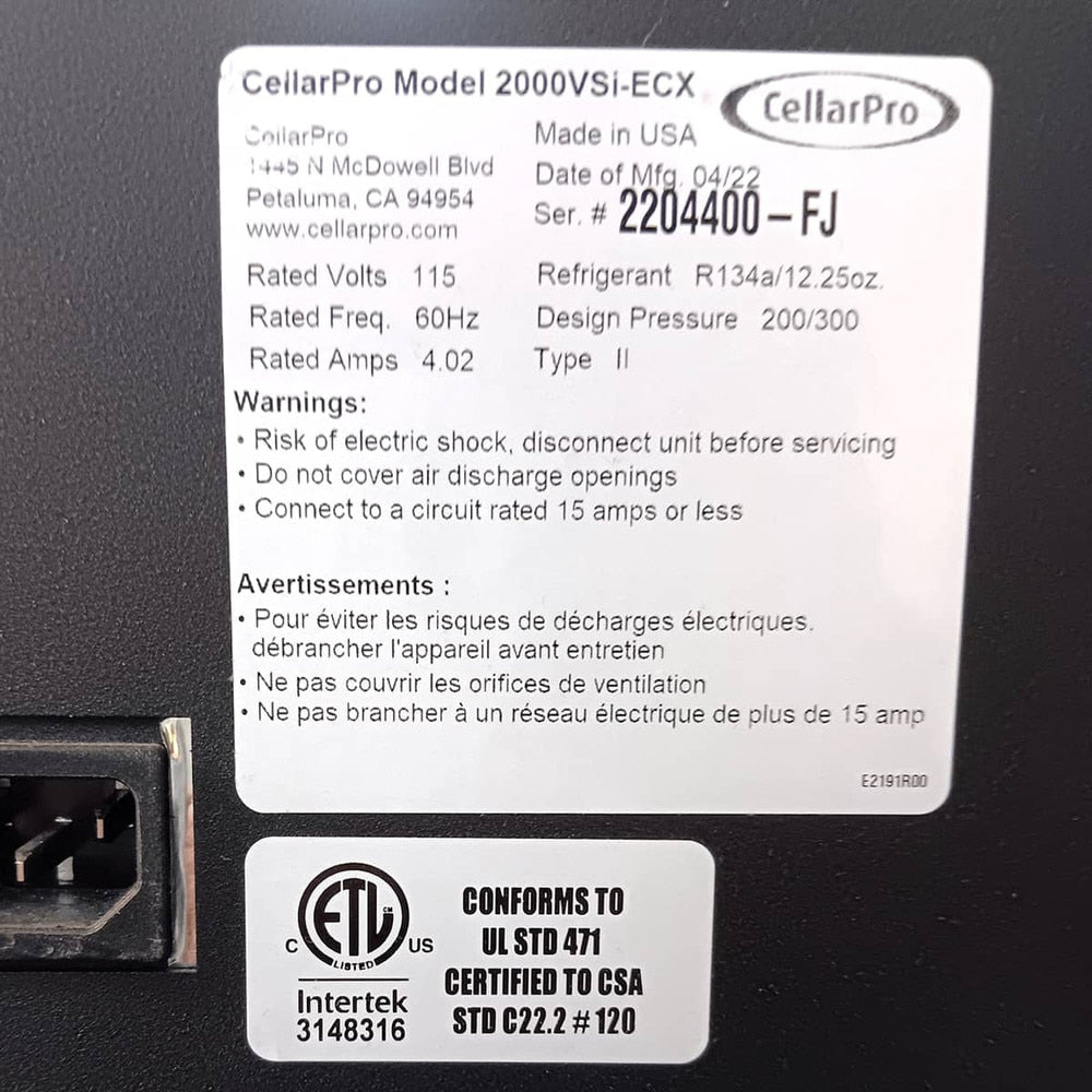 CellarPro CellarPro CP 2000VSI Wine Cellar Cooling Unit