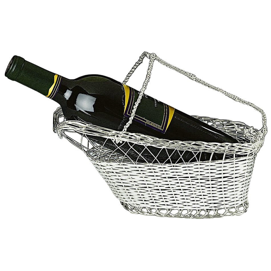 Franmara Silver Plated Wine Bottle Cradle with Basket Weave