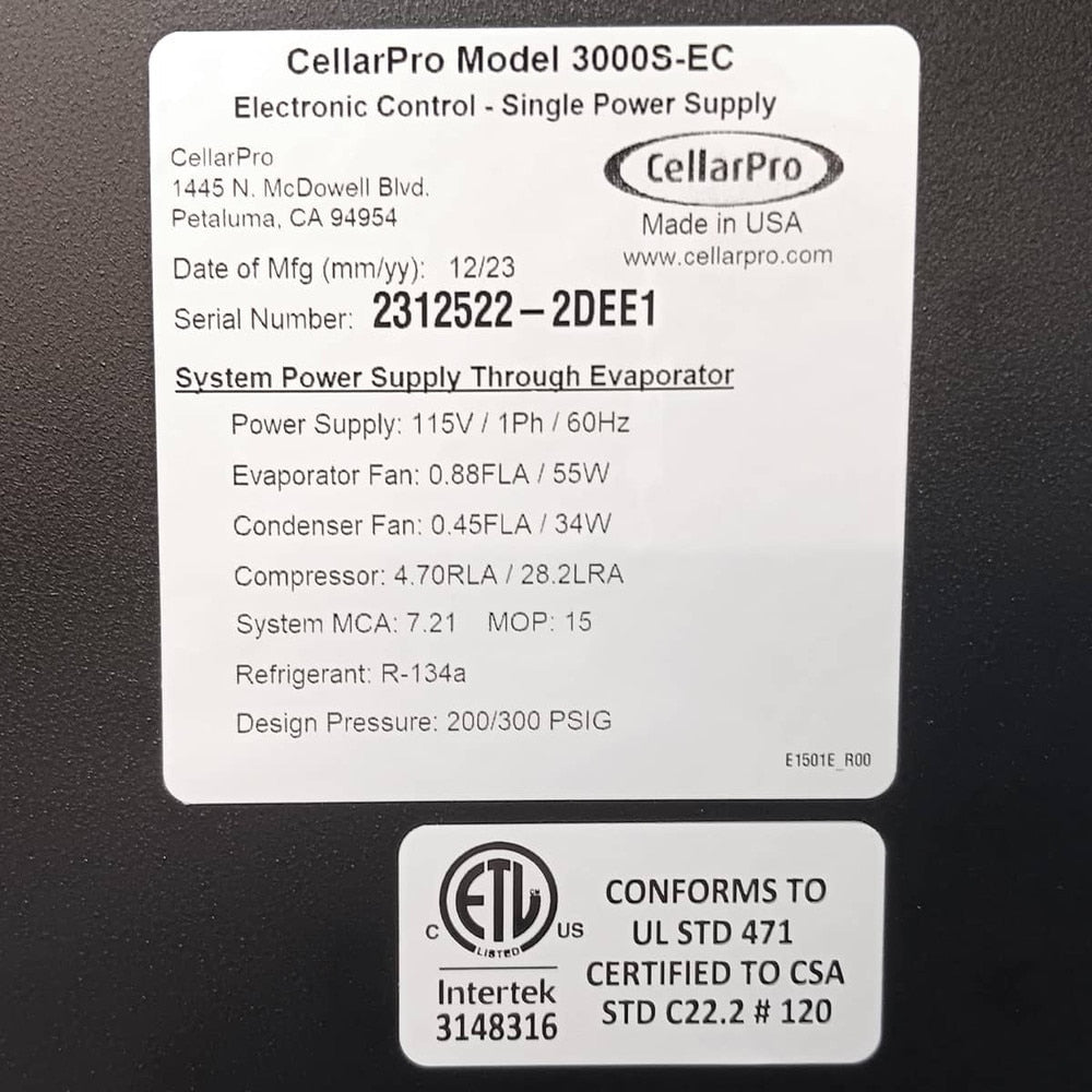CellarPro CellarPro Wall Mounted 3000 Wine Cellar Cooling Unit