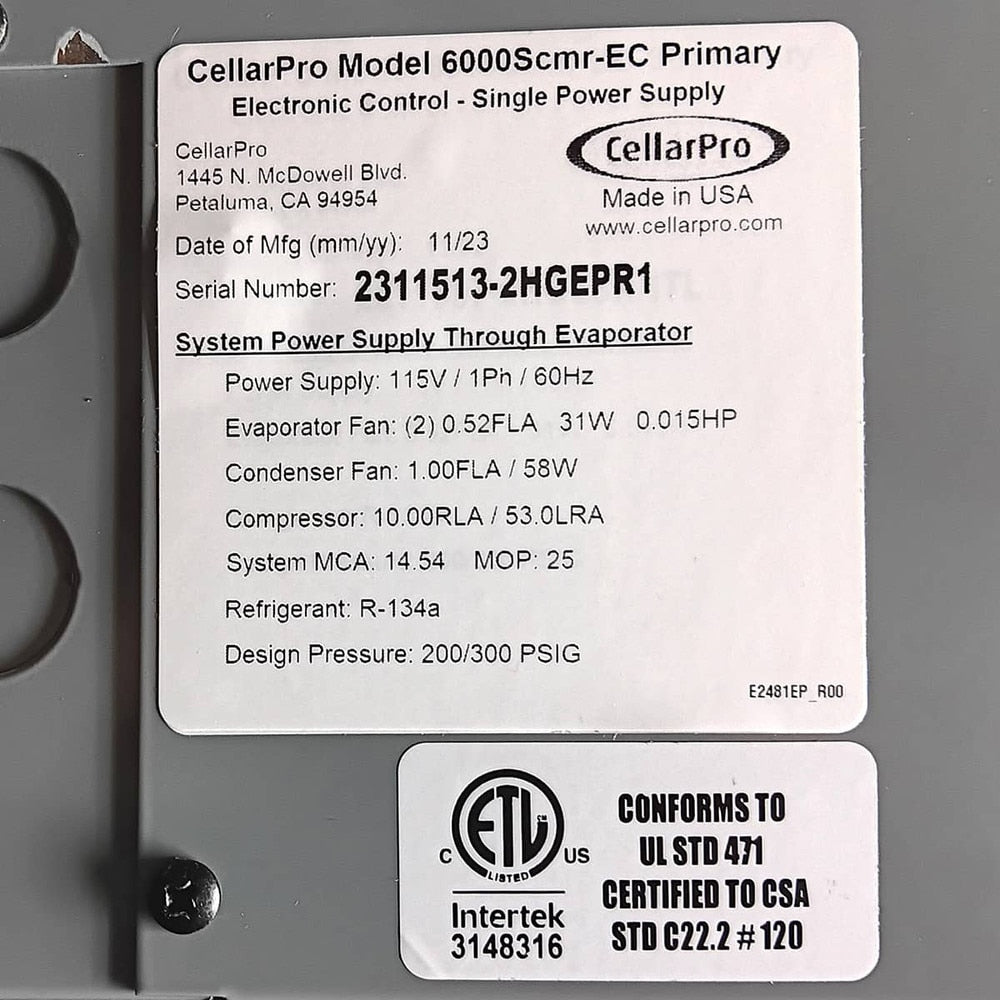 CellarPro Cellar Pro Recessed Ceiling Mount 6000 Wine Cellar Cooling System