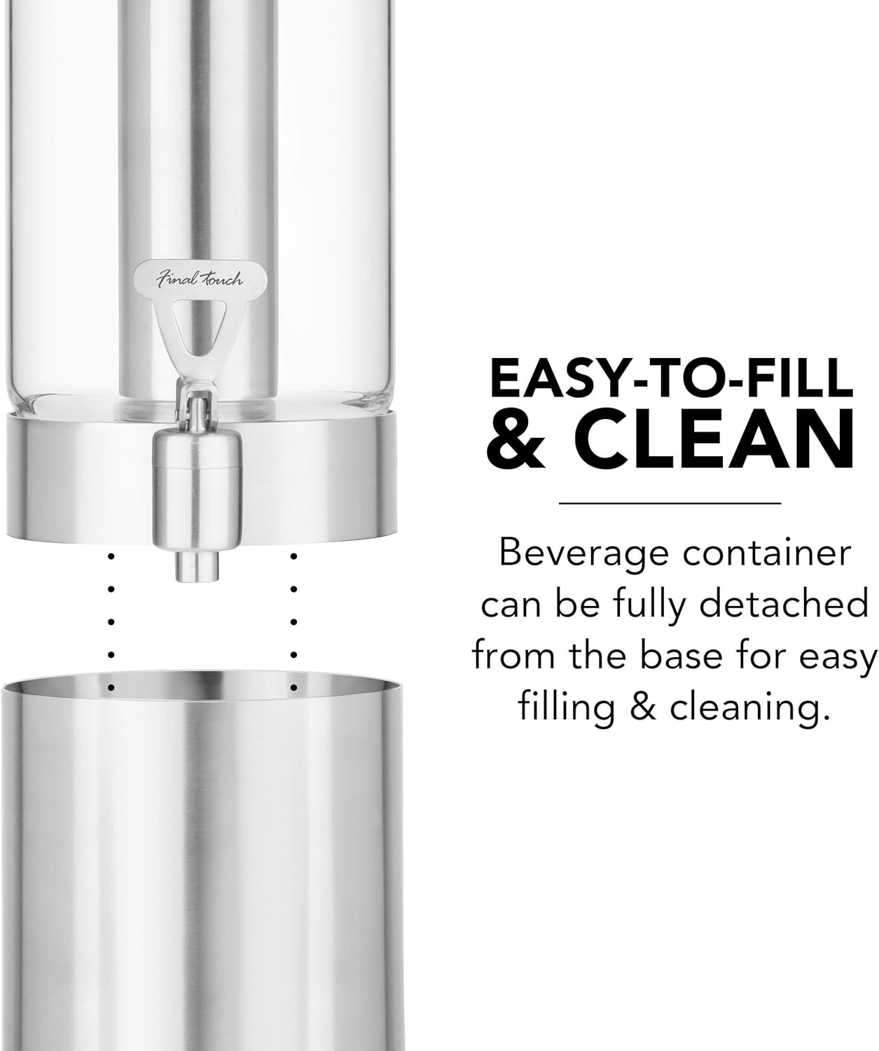 Product Specialty Final Touch 2.5L Stainless Steel & Glass Beverage Dispenser