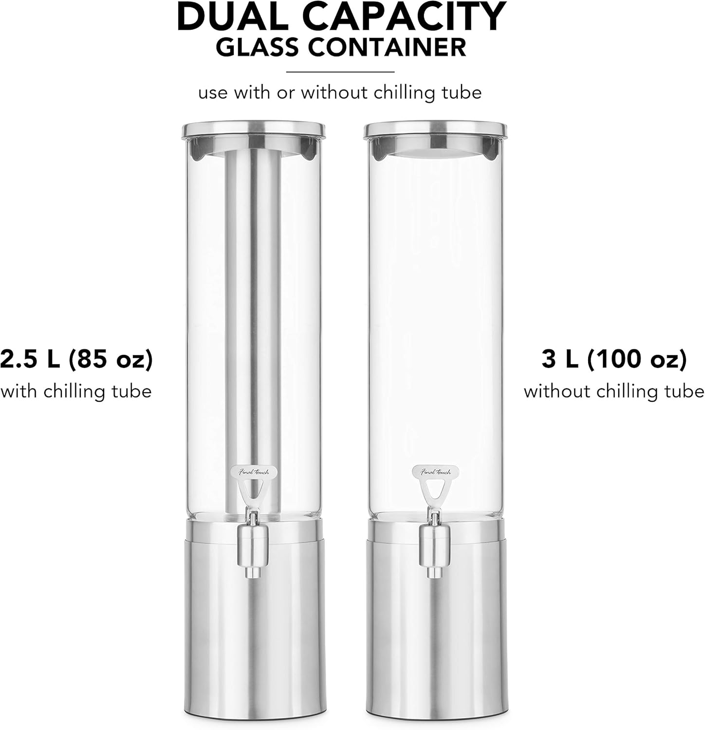 Product Specialty Final Touch 2.5L Stainless Steel & Glass Beverage Dispenser