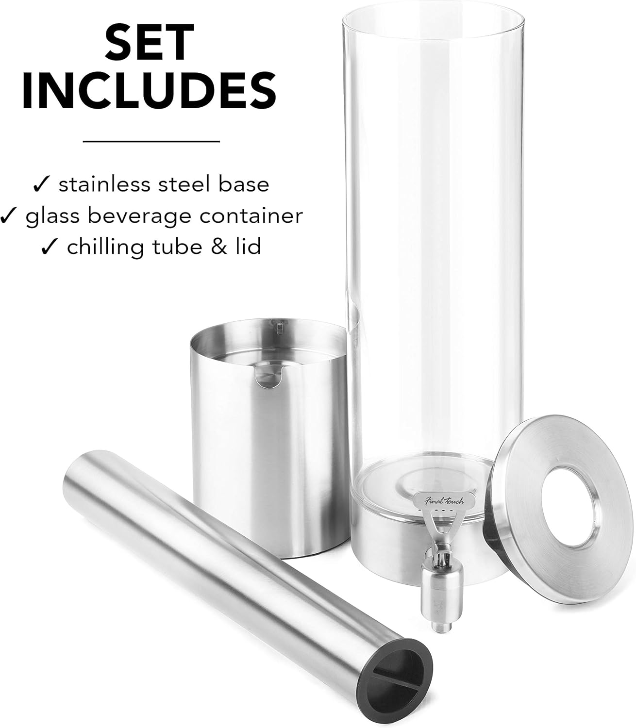 Product Specialty Final Touch 2.5L Stainless Steel & Glass Beverage Dispenser