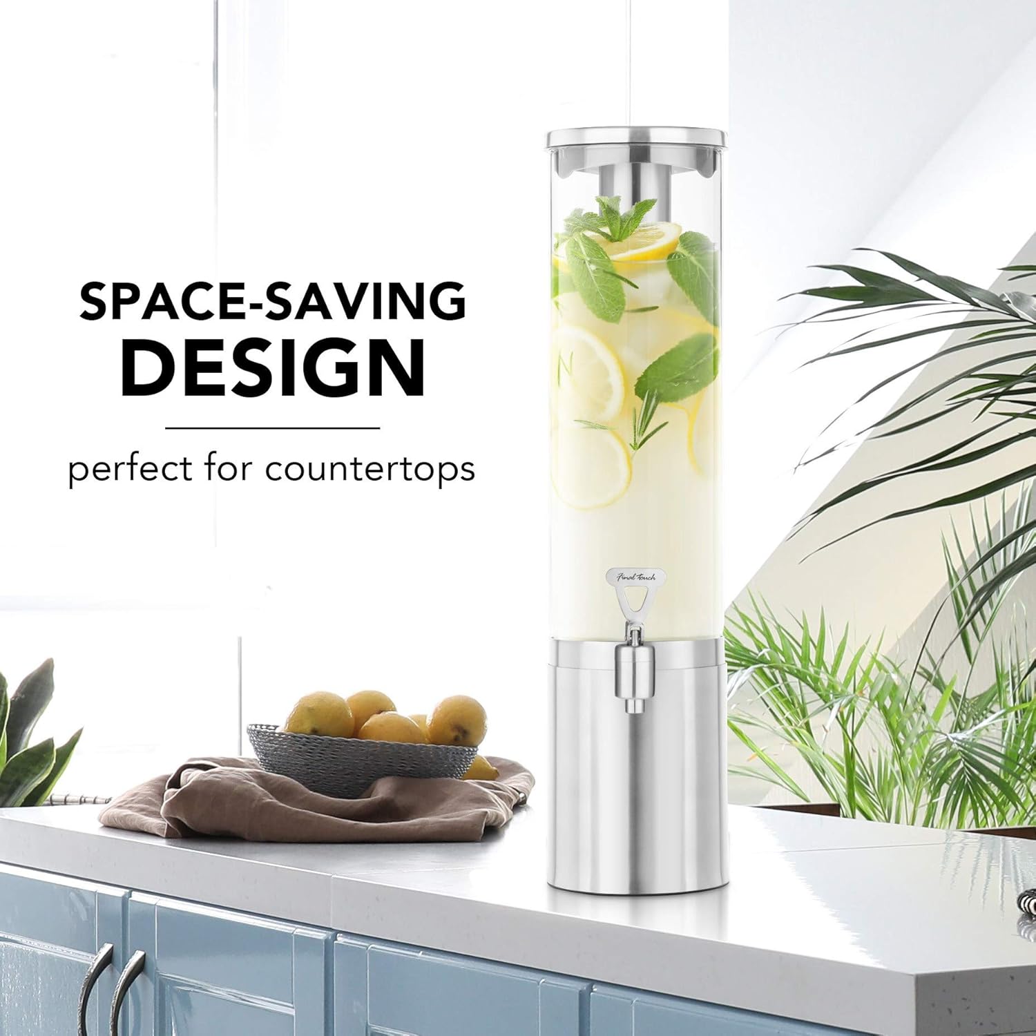 Product Specialty Final Touch 2.5L Stainless Steel & Glass Beverage Dispenser