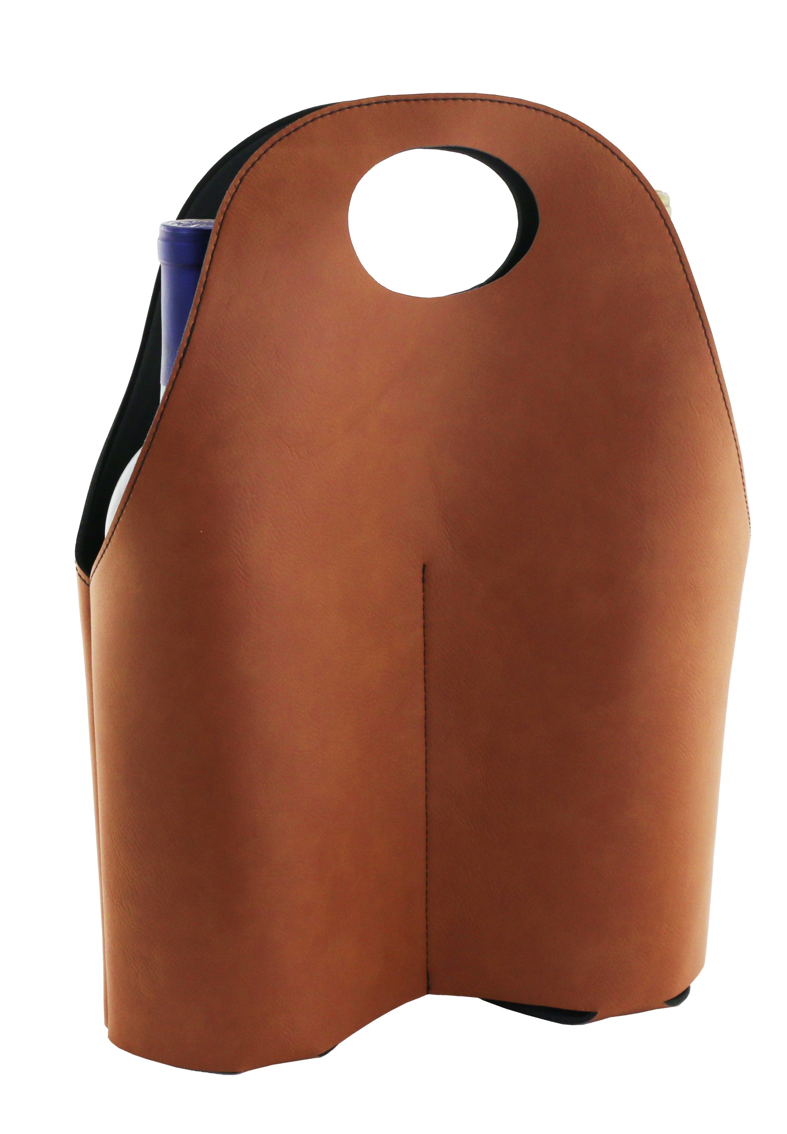 Franmara SUAVE Two Wine Bottle Leatherette Tote Tan