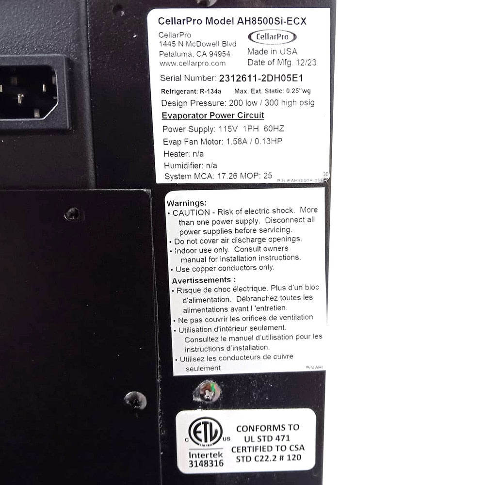 CellarPro CellarPro Ducted Split Air Handler 8500