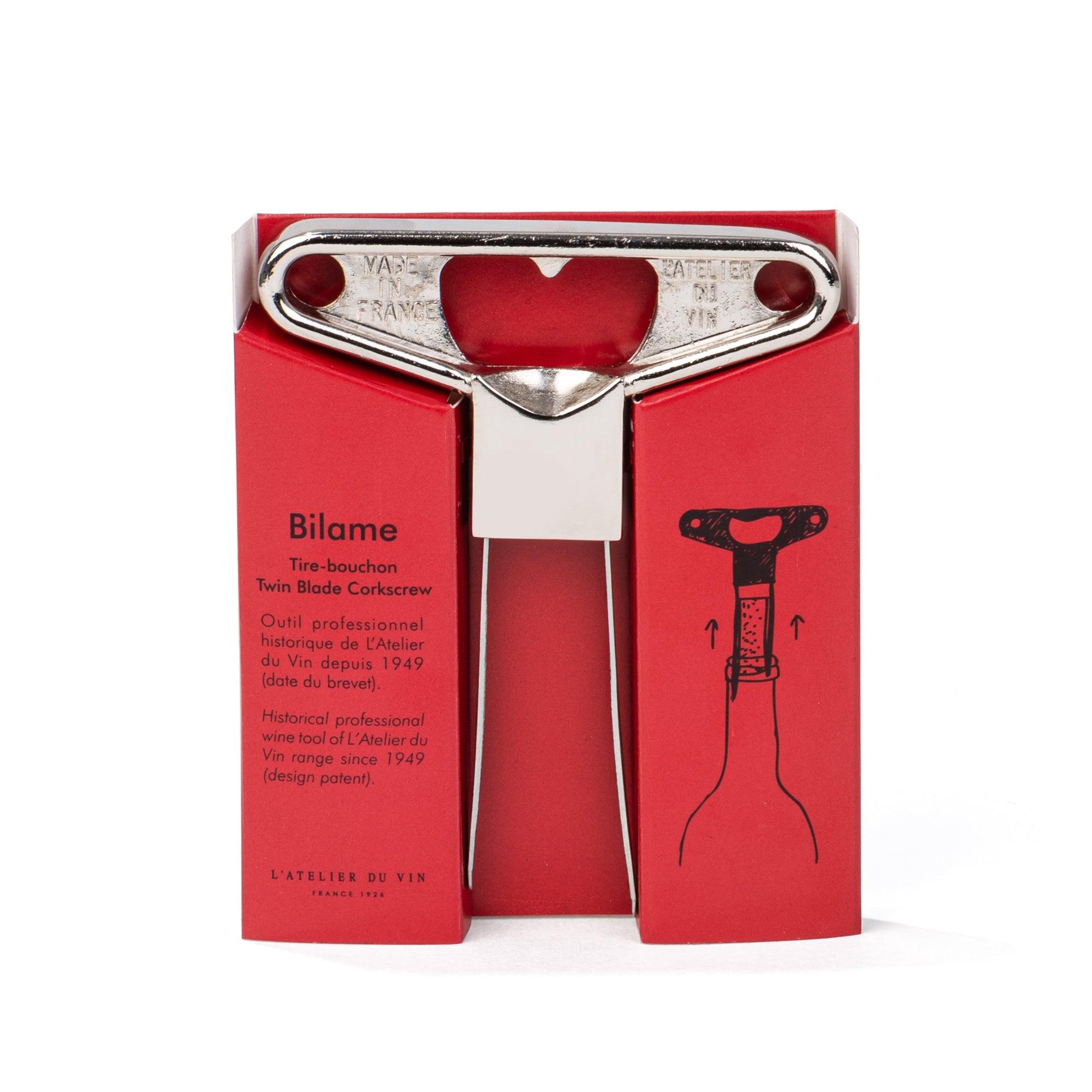 Bilame Chrome twin blade corkscrew in a box