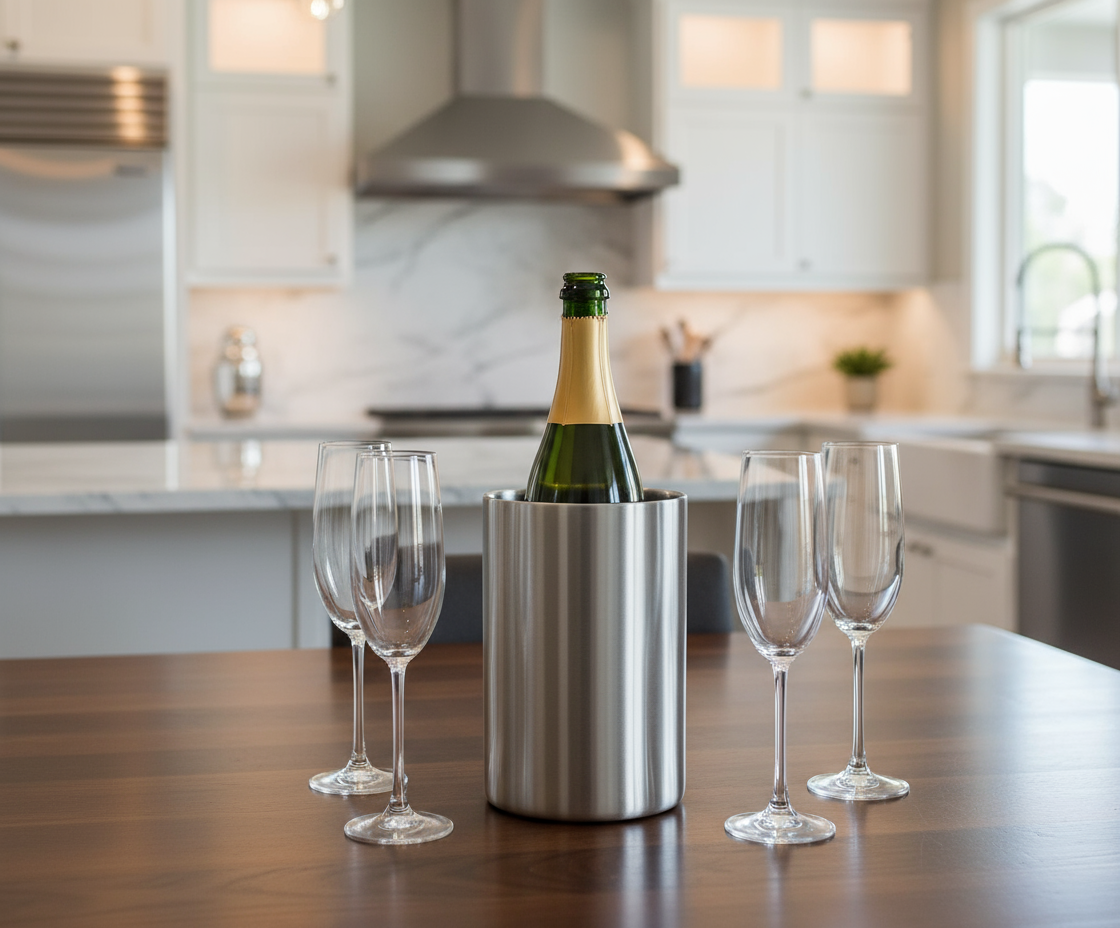 Champagne Celebration Pack – Spiegelau Flutes + Stainless Steel Wine Cooler
