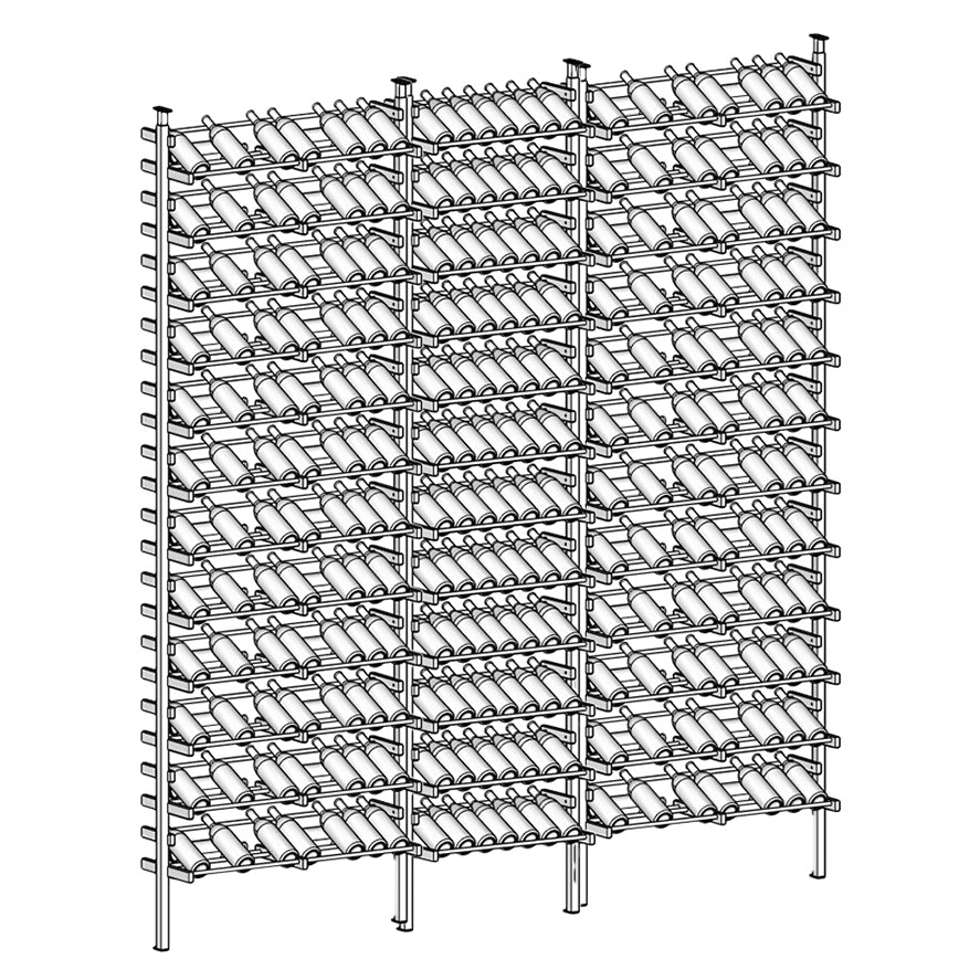 Display Wine Rack with multiple bottles arranged on shelves.