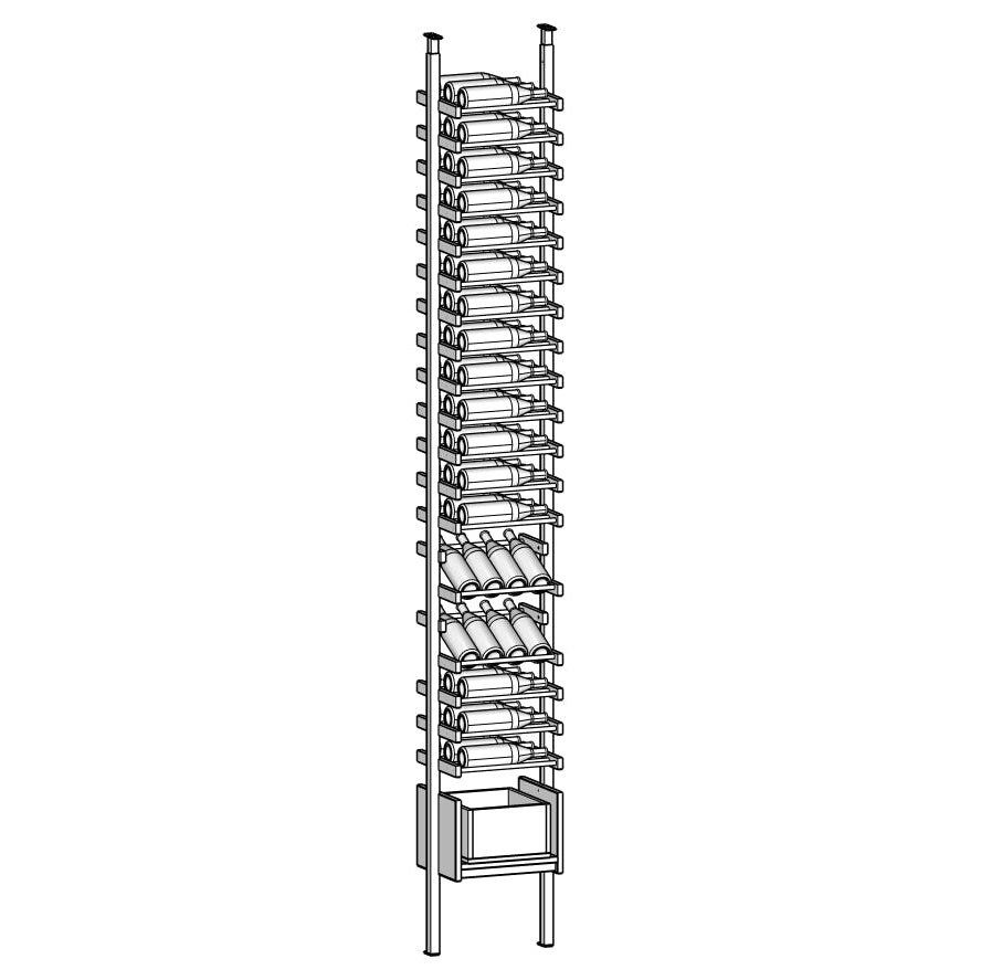 Metal Ensemble wine rack with multiple shelves holding wine bottles
