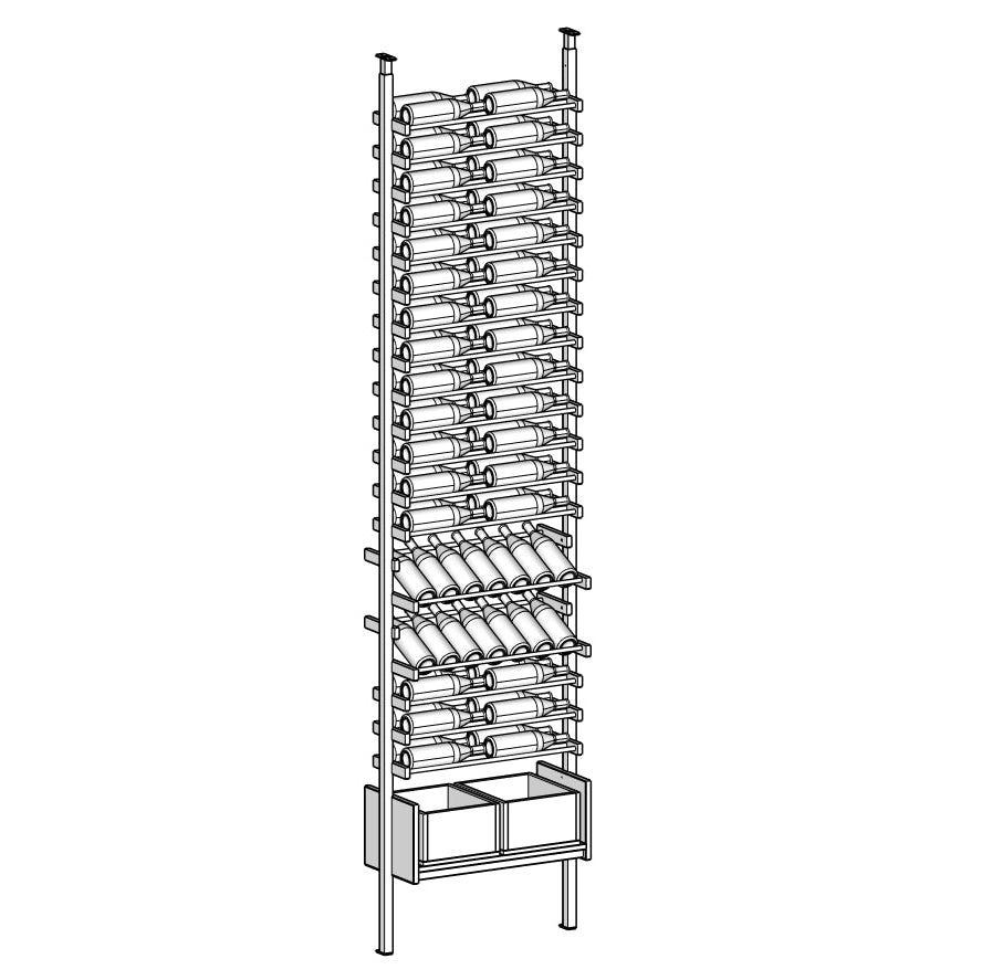 Ensemble Wine rack with multiple bottles and boxes