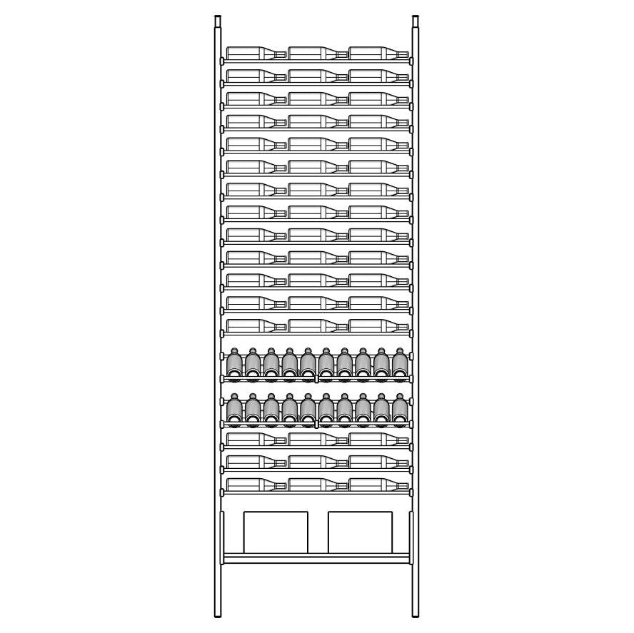 Diagram of Ensemble Wine Rack with multiple bottles on shelves