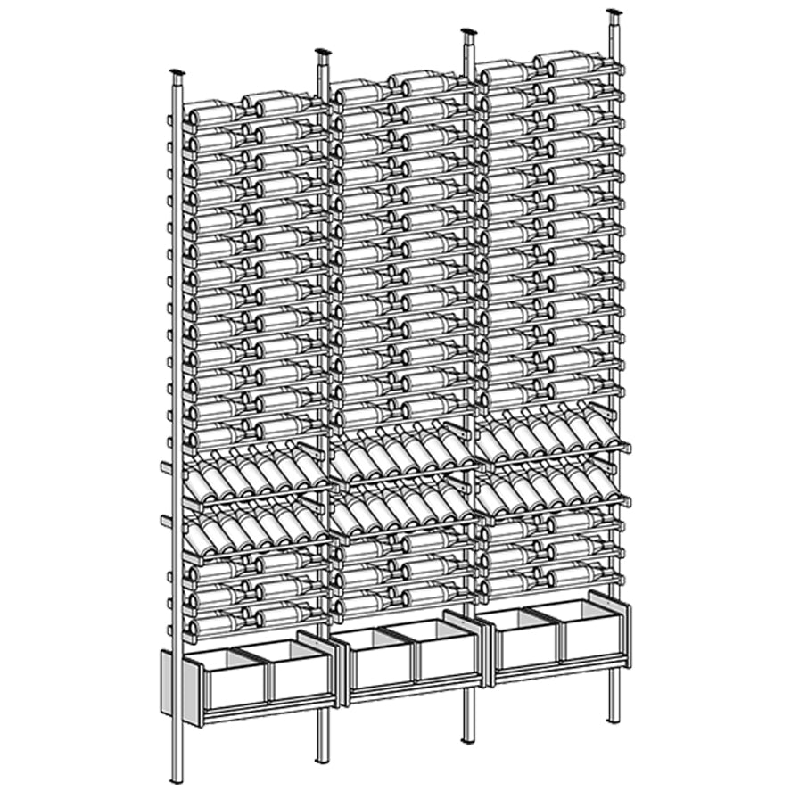 Premier Cru Wine Racks Premier Cru Modern - Ensemble - Double Double Double (57 1/4" Wide) - 2 Bottles Deep