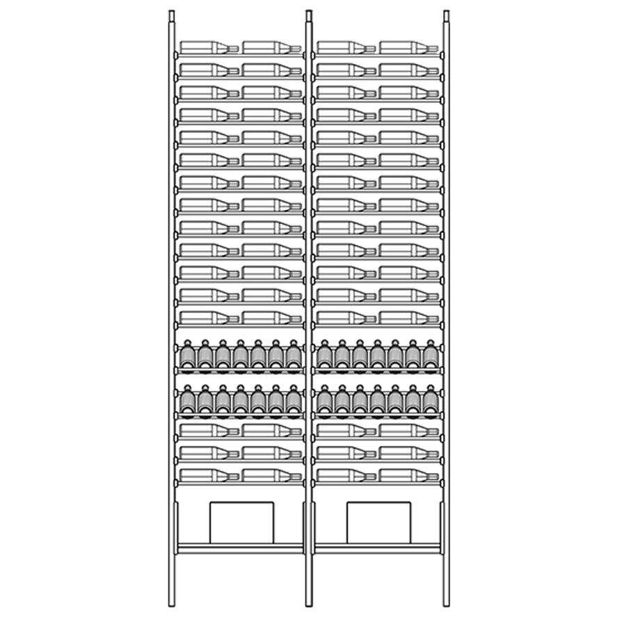 Ensemble bottle wine rack with multiple shelves holding bottles.