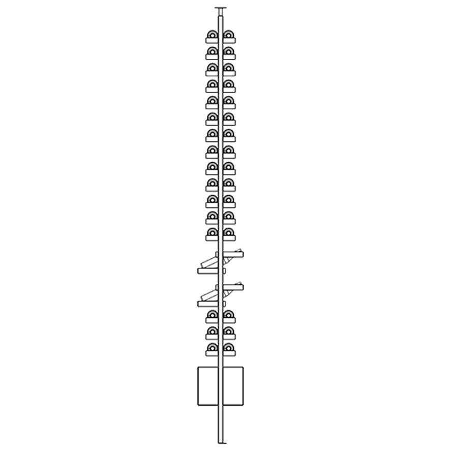 Diagram of Ensemble wine rack with multiple rungs and box