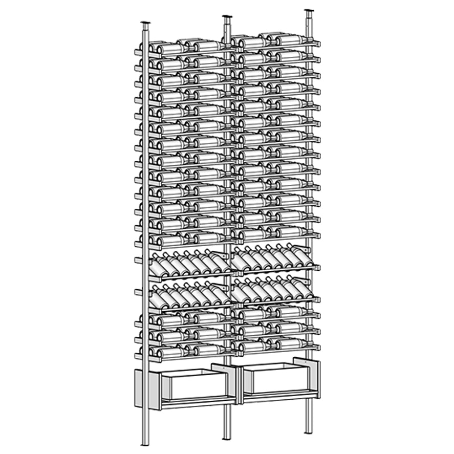 Ensemble Wine rack with multiple shelves holding wine bottles