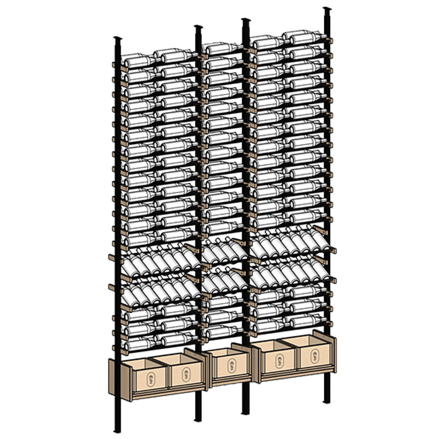 Premier Cru Wine Racks Premier Cru Modern - Ensemble - Double Single Double (73 1/4" Wide) - 2 Bottles Deep