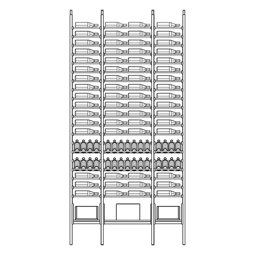 Premier Cru Wine Racks Premier Cru Modern - Ensemble - Double Single Double (73 1/4" Wide) - 2 Bottles Deep