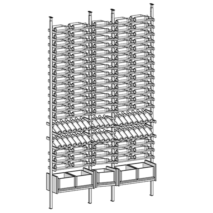 Premier Cru Wine Racks Premier Cru Modern - Ensemble - Double Single Double (73 1/4" Wide) - 2 Bottles Deep