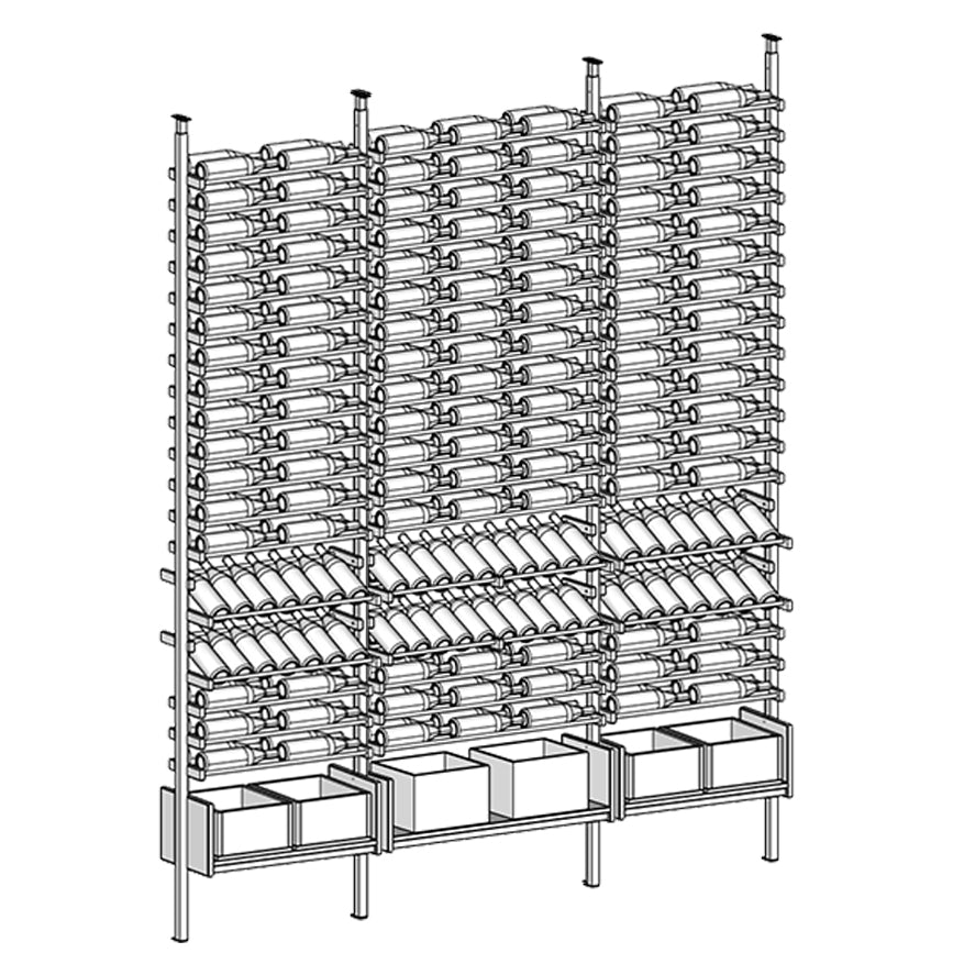 Premier Cru Wine Racks Premier Cru Modern - Ensemble - Double Triple Double (97 1/4" Wide) - 2 Bottles Deep