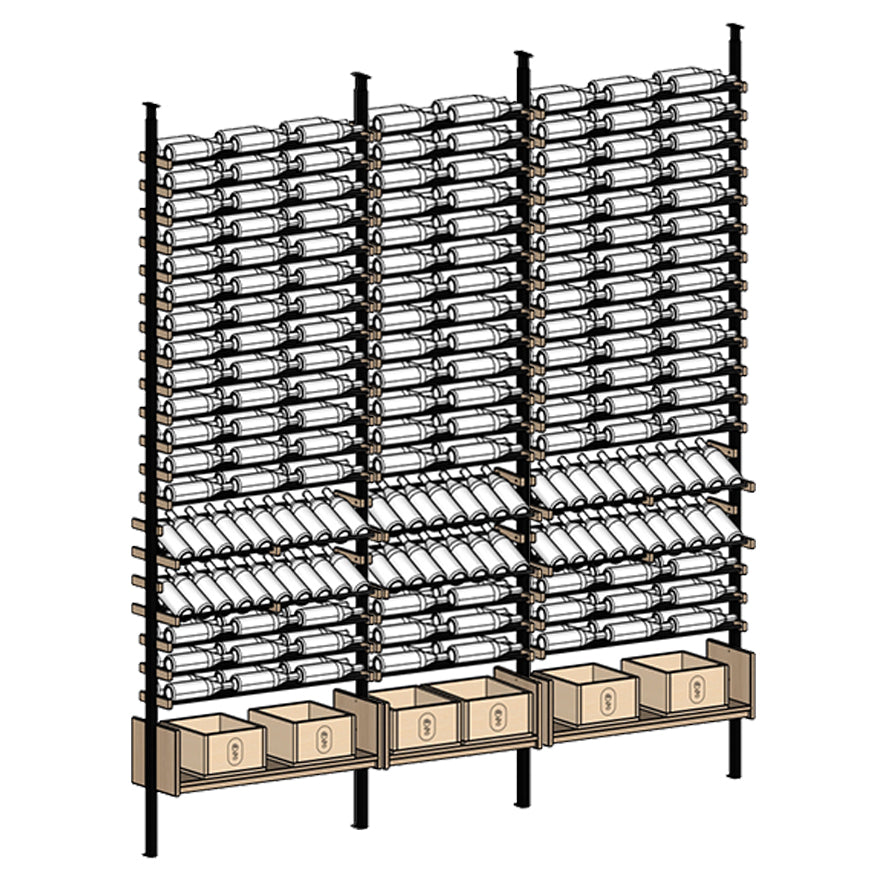Premier Cru Wine Racks Premier Cru Modern - Ensemble - Triple Double Triple (109 1/2" Wide) - 2 Bottles Deep