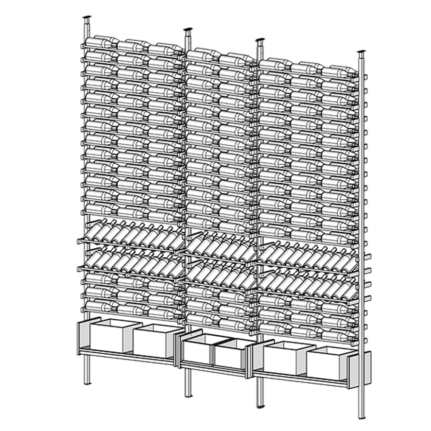 Premier Cru Wine Racks Premier Cru Modern - Ensemble - Triple Double Triple (109 1/2" Wide) - 2 Bottles Deep