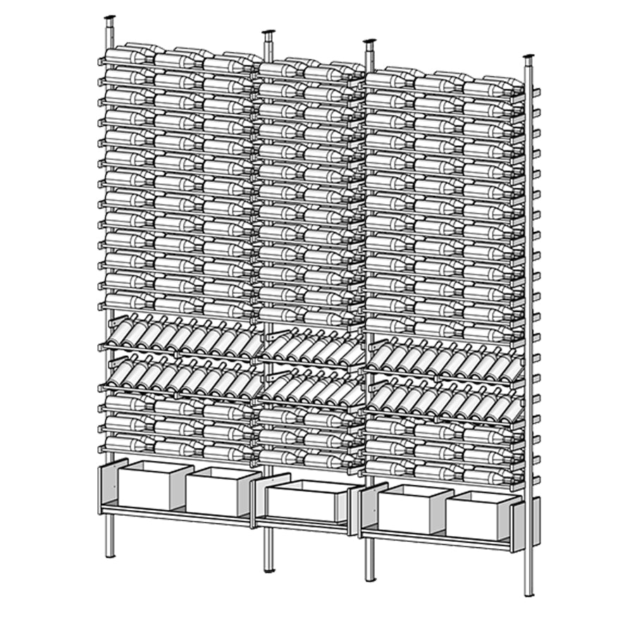 Premier Cru Wine Racks Premier Cru Modern - Ensemble - Triple Double Triple (109 1/2" Wide) - 3 Bottles Deep