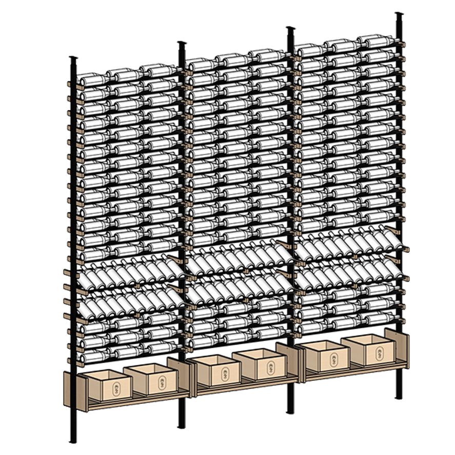 Premier Cru Wine Racks Premier Cru Modern - Ensemble - Triple Triple Triple (121 1/4" Wide) - 2 Bottles Deep