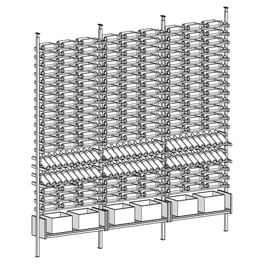 Premier Cru Wine Racks Premier Cru Modern - Ensemble - Triple Triple Triple (121 1/4" Wide) - 2 Bottles Deep