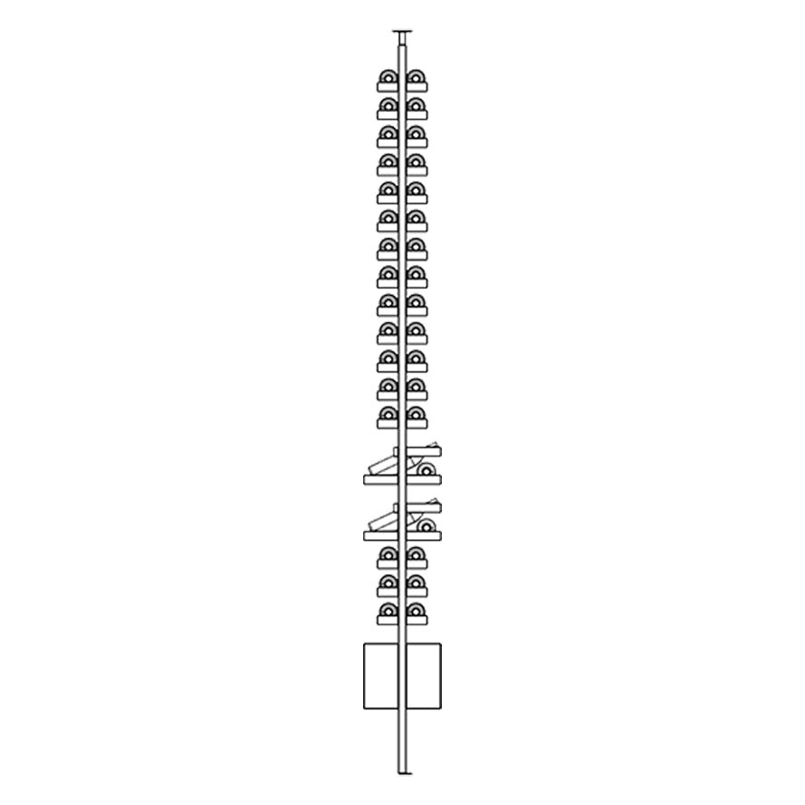 Diagram of a vertical Ensemble Wine Rack with multiple branches holding wine bottles