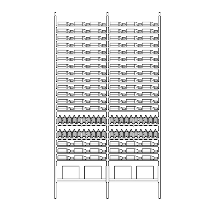 Line drawing of Ensemble wine rack with bottles