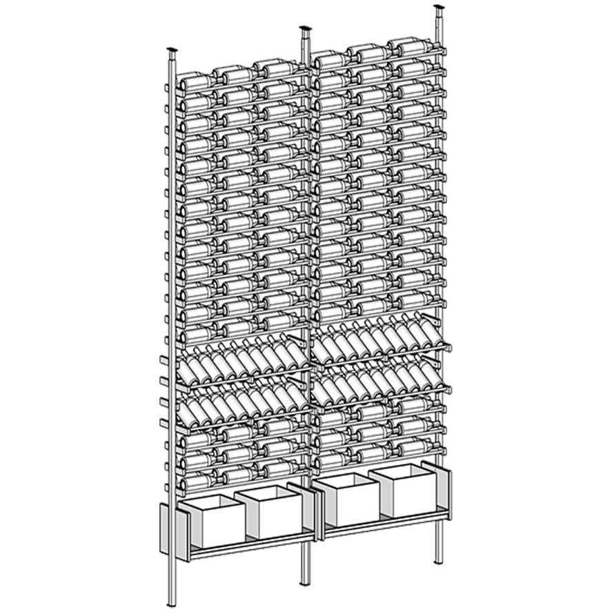 Ensemble Wine rack with multiple shelves holding wine bottles