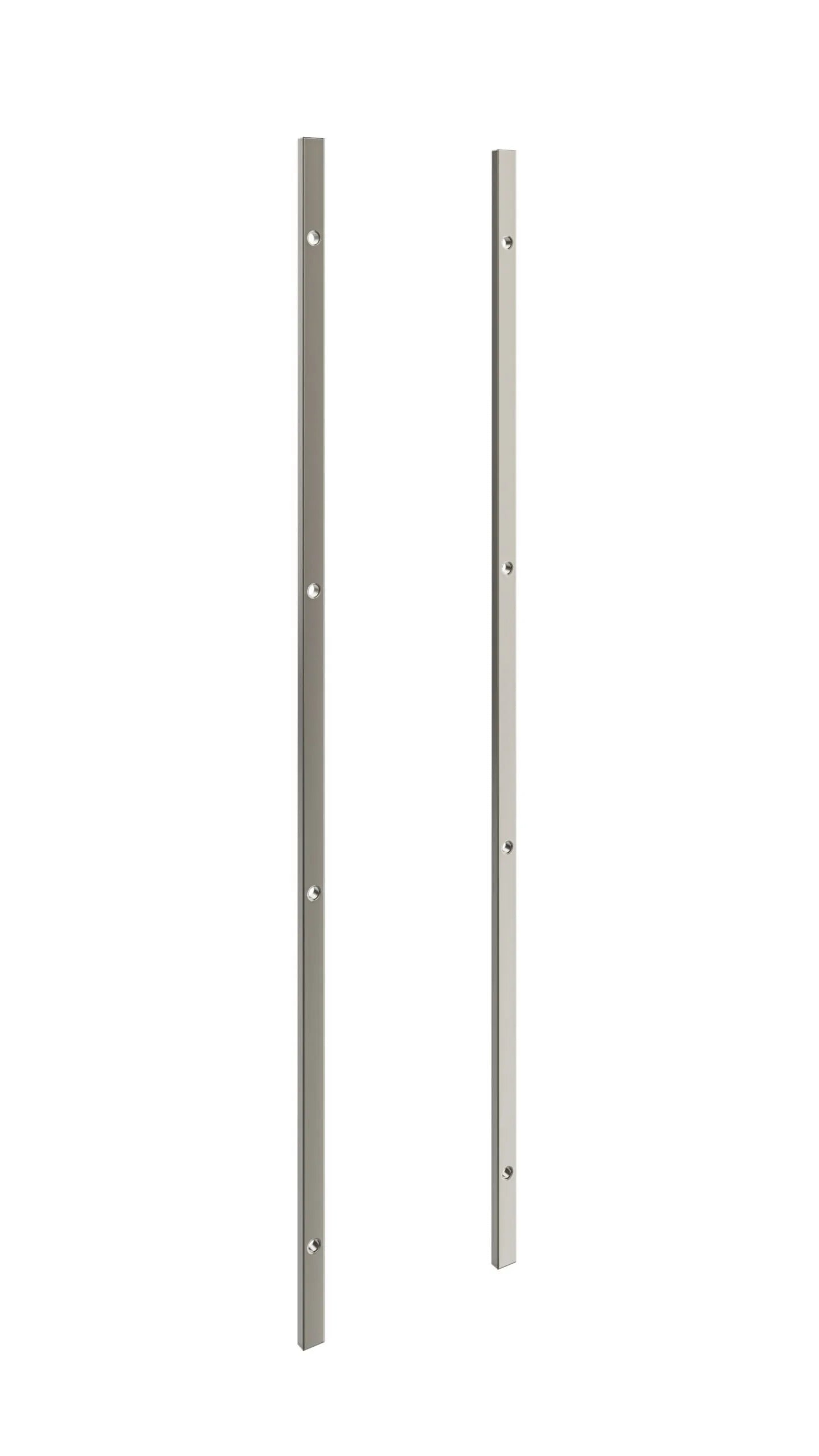 Two metal poles on a white background