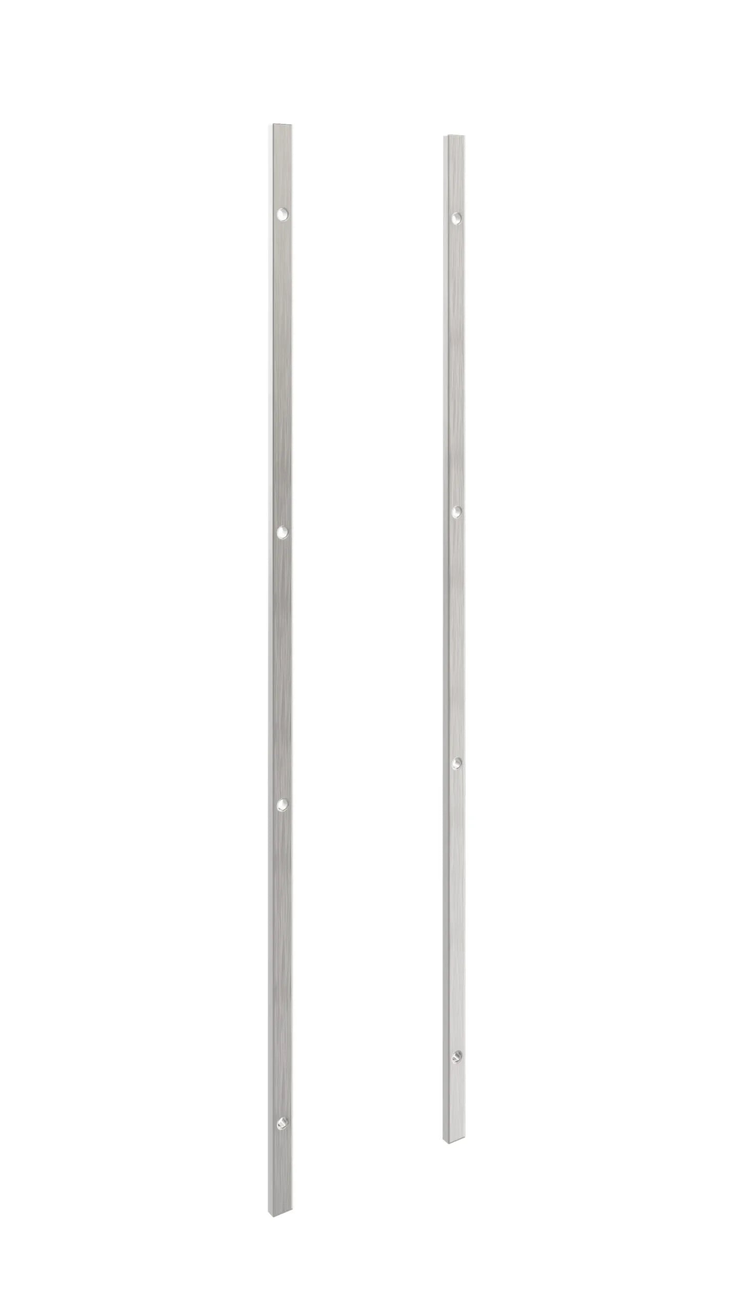 Two metal poles on a white background