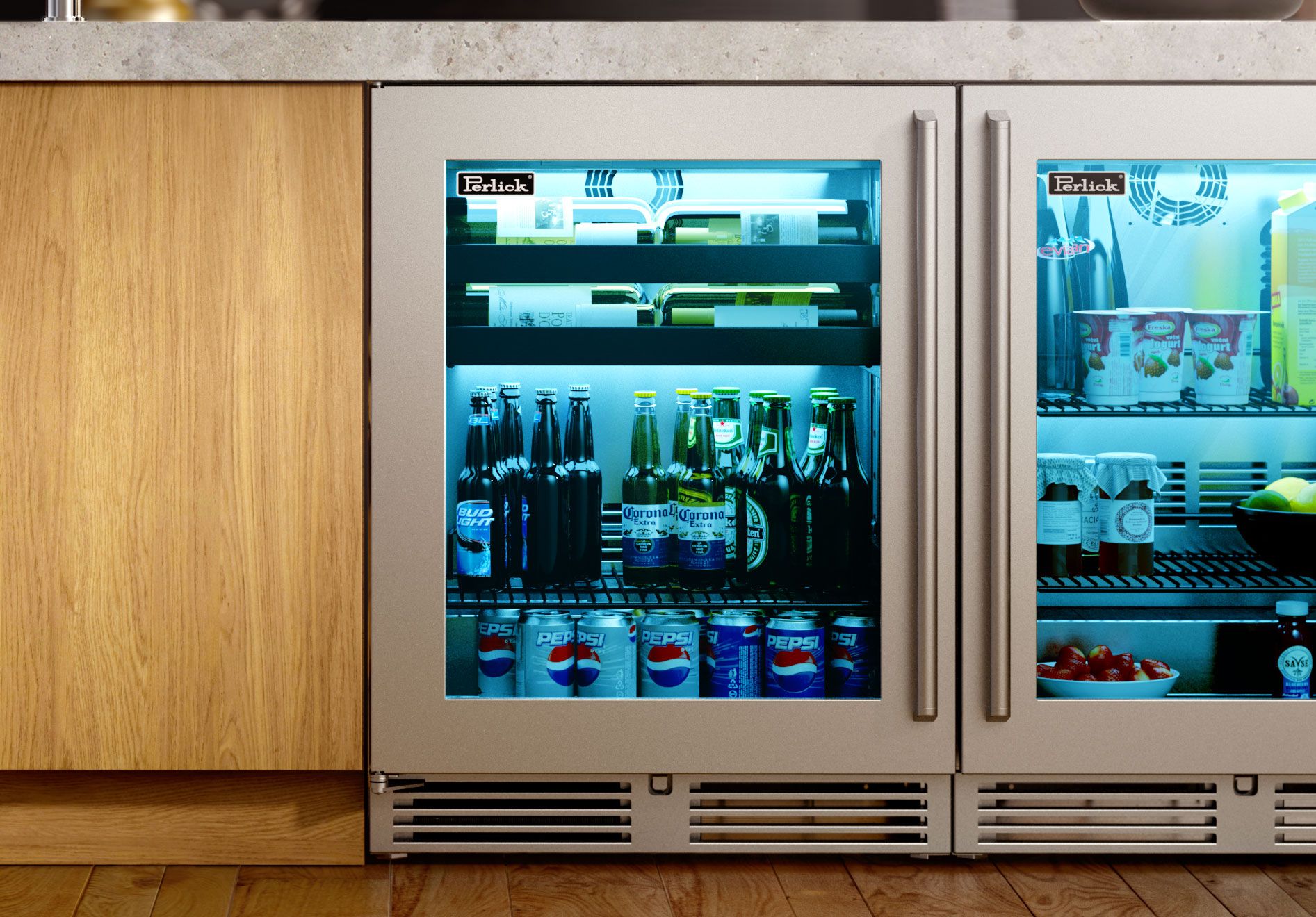 Perlick Shallow Depth - Beverage Center with Stainless Steel Glass Door