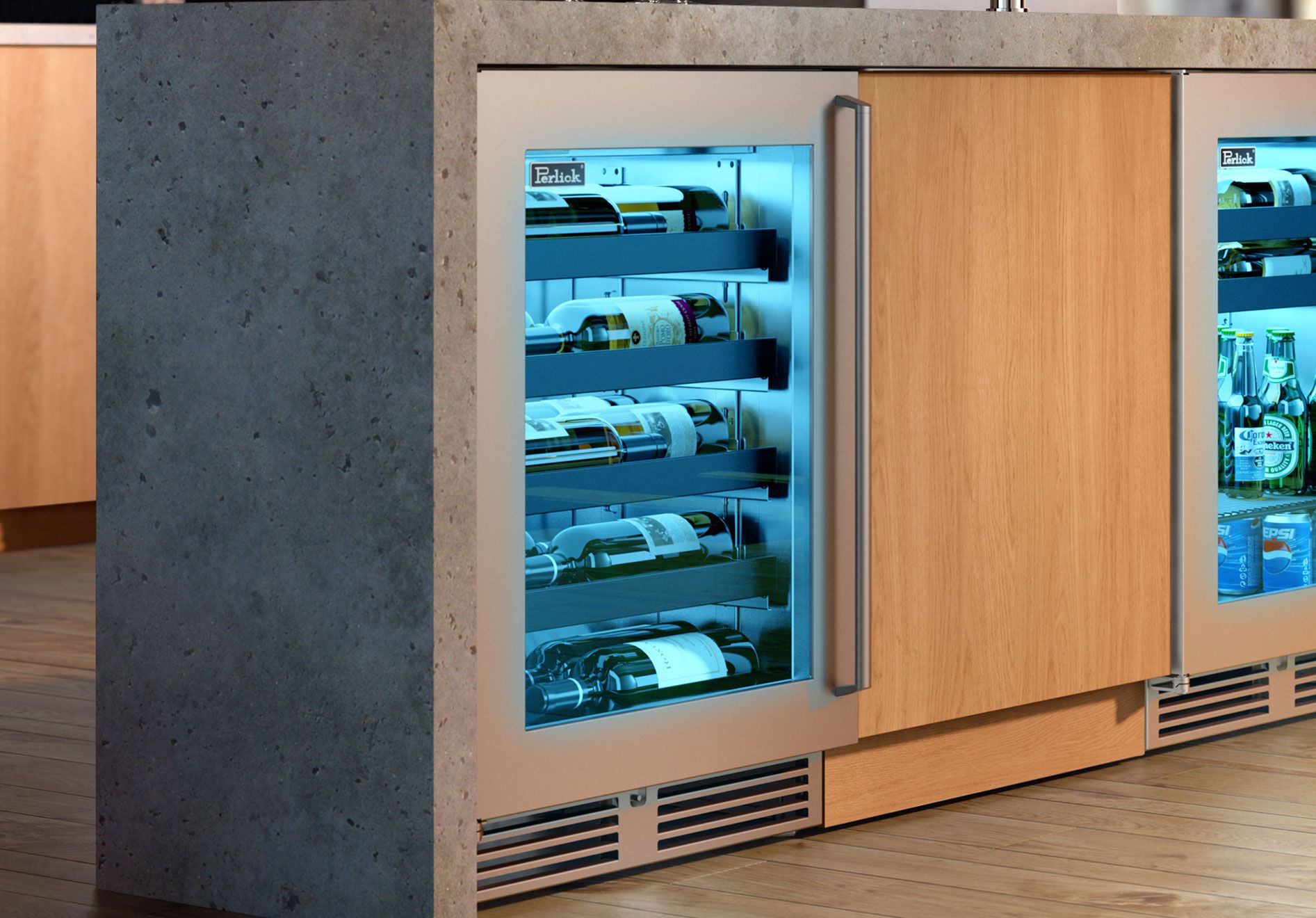 Perlick SHALLOW DEPTH 24 Perlick with Stainless Steel Glass Door