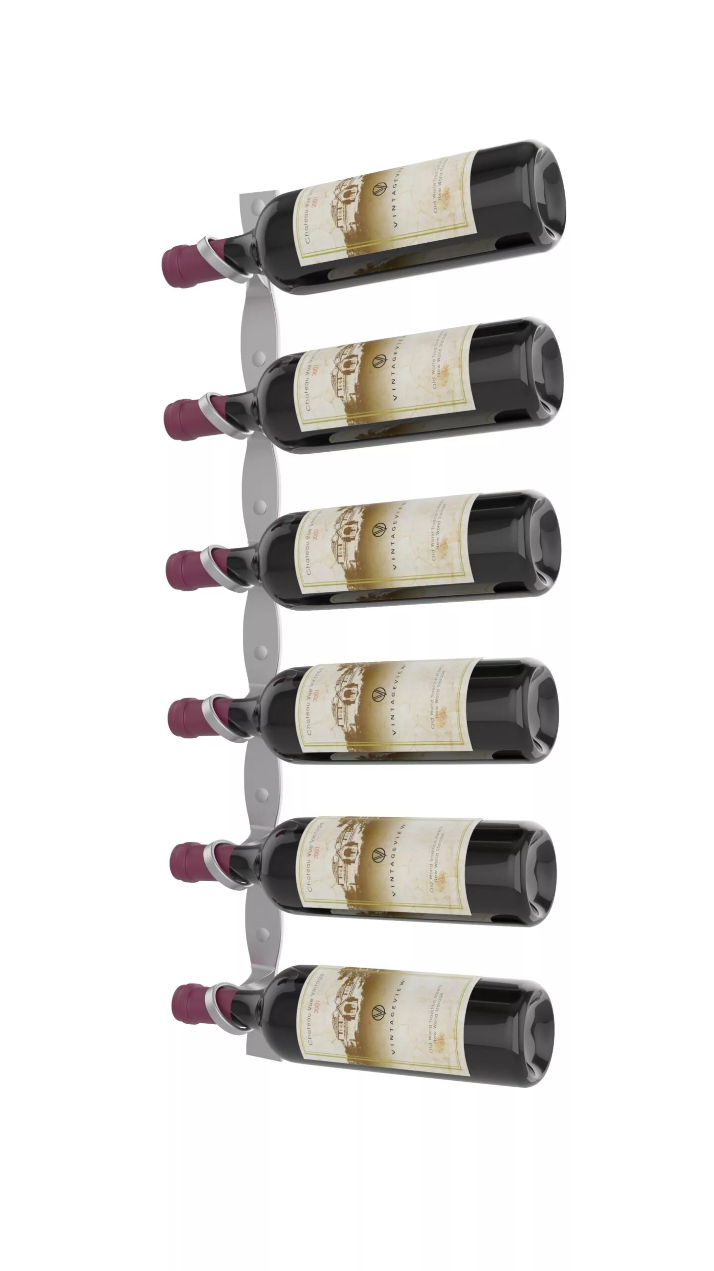 VintageView R Series Helix Single 30 (minimalist wall mounted metal wine rack kit) Cool Gray Right