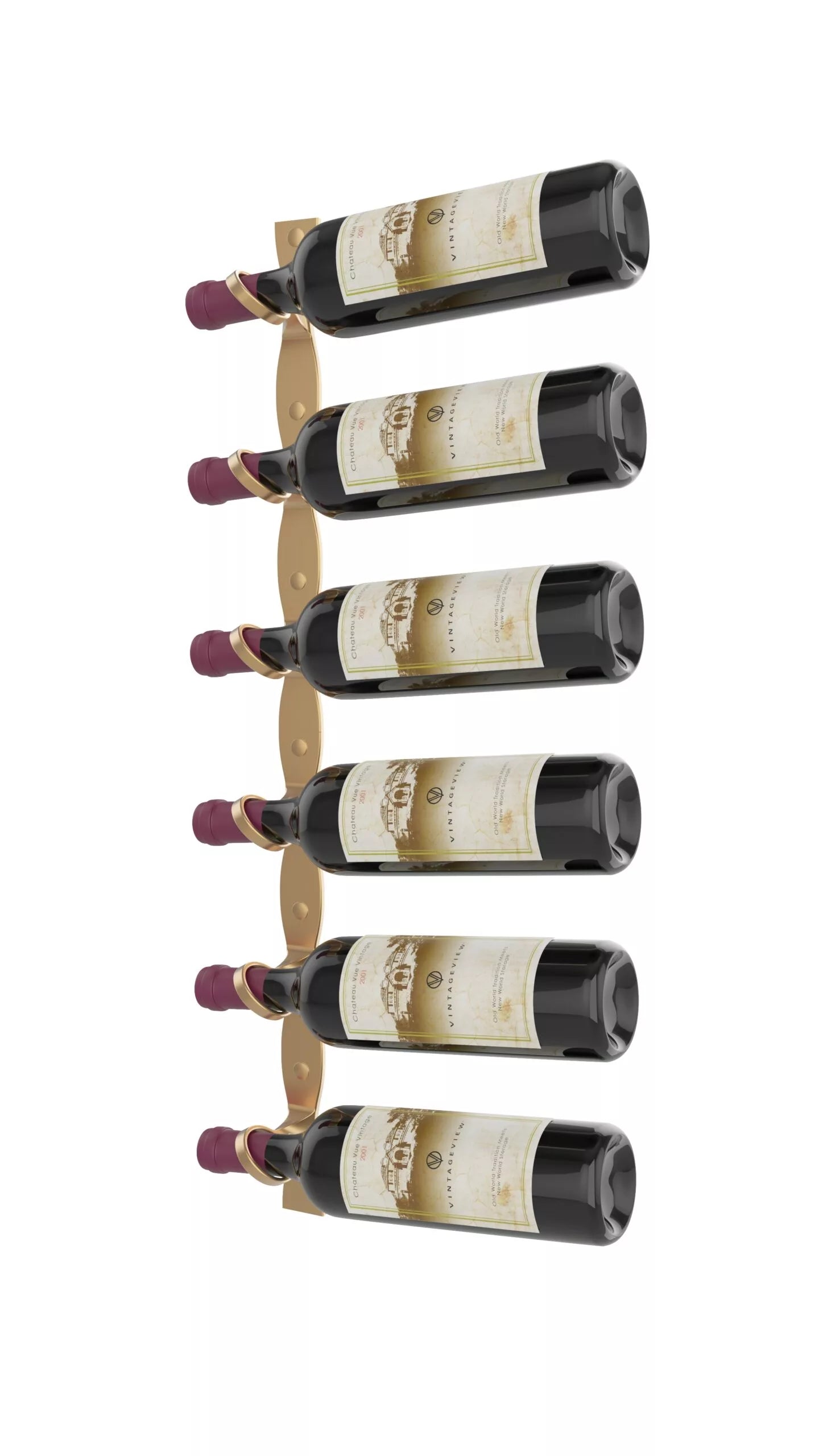 VintageView R Series Helix Single 30 (minimalist wall mounted metal wine rack kit) Golden Bronze Left
