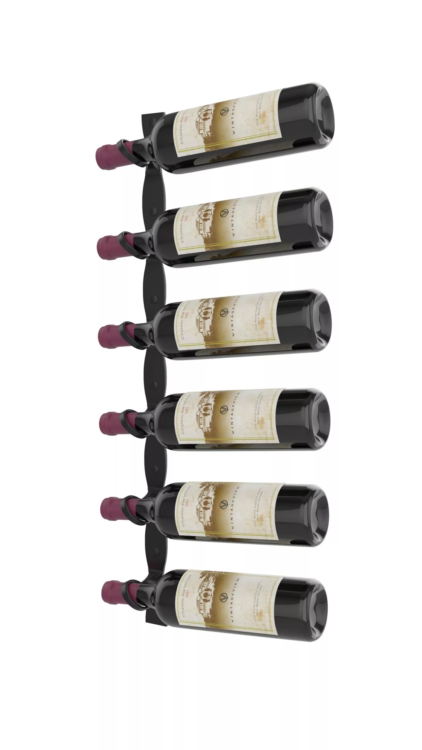 VintageView R Series Helix Single 30 (minimalist wall mounted metal wine rack kit) Matte Black Right