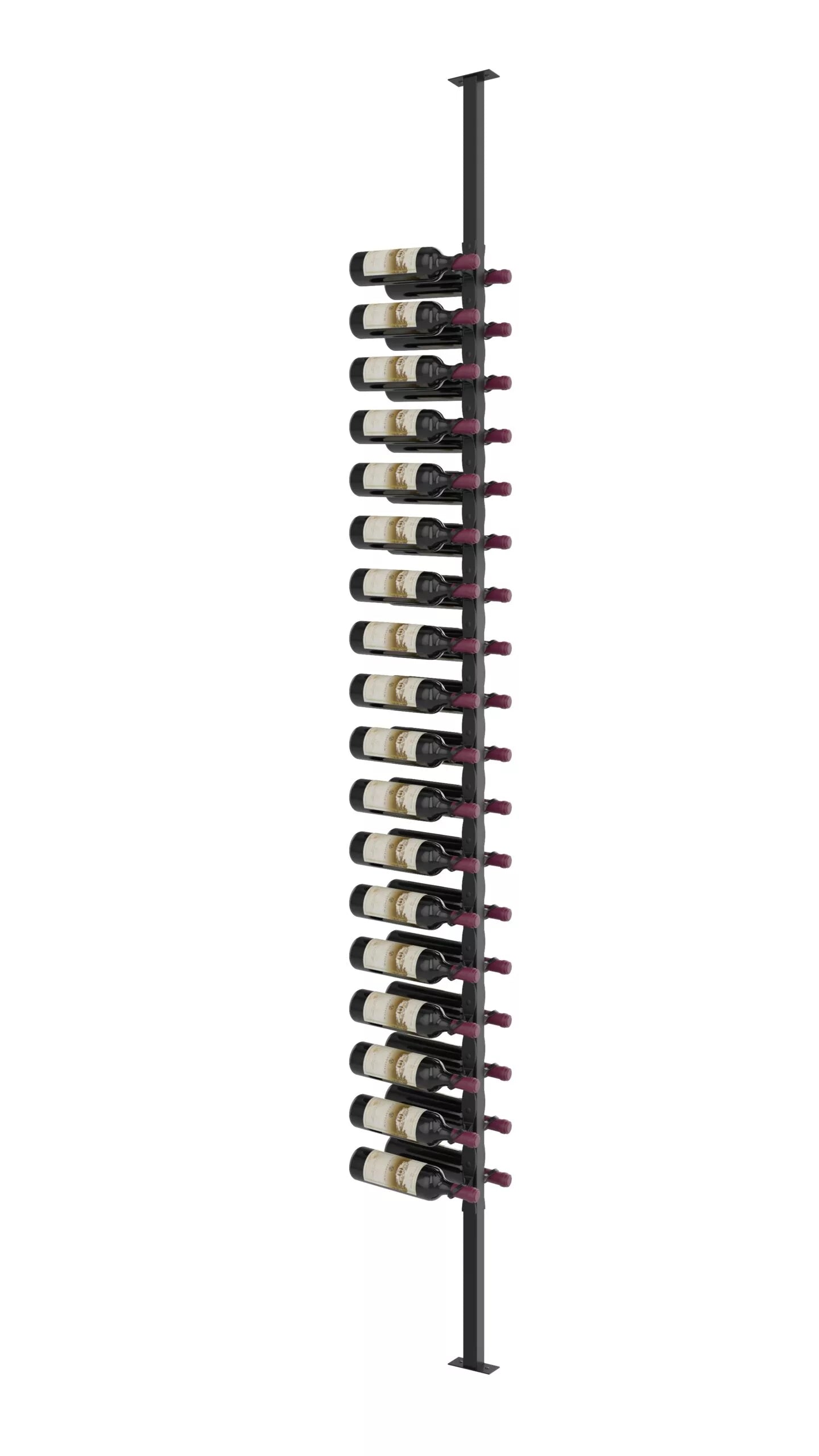 VintageView Helix Double Sided Wine Rack Post Kit 10 (modern floor-to-ceiling floating wine rack system) Matte Black Mirror