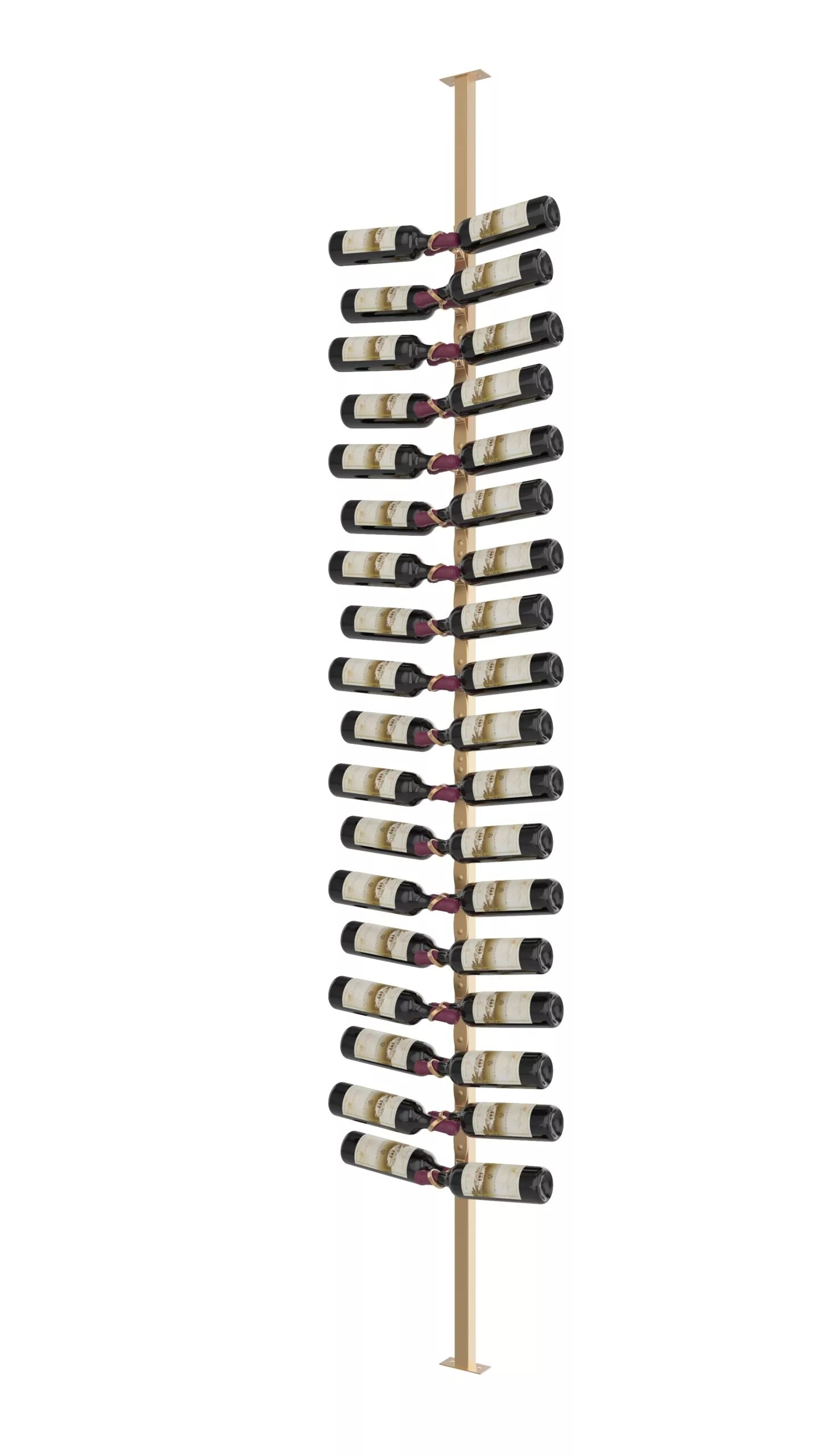 VintageView Helix Single Sided Wine Rack Post Kit 10 (modern floor-to-ceiling floating wine rack system) Golden Bronze Dual