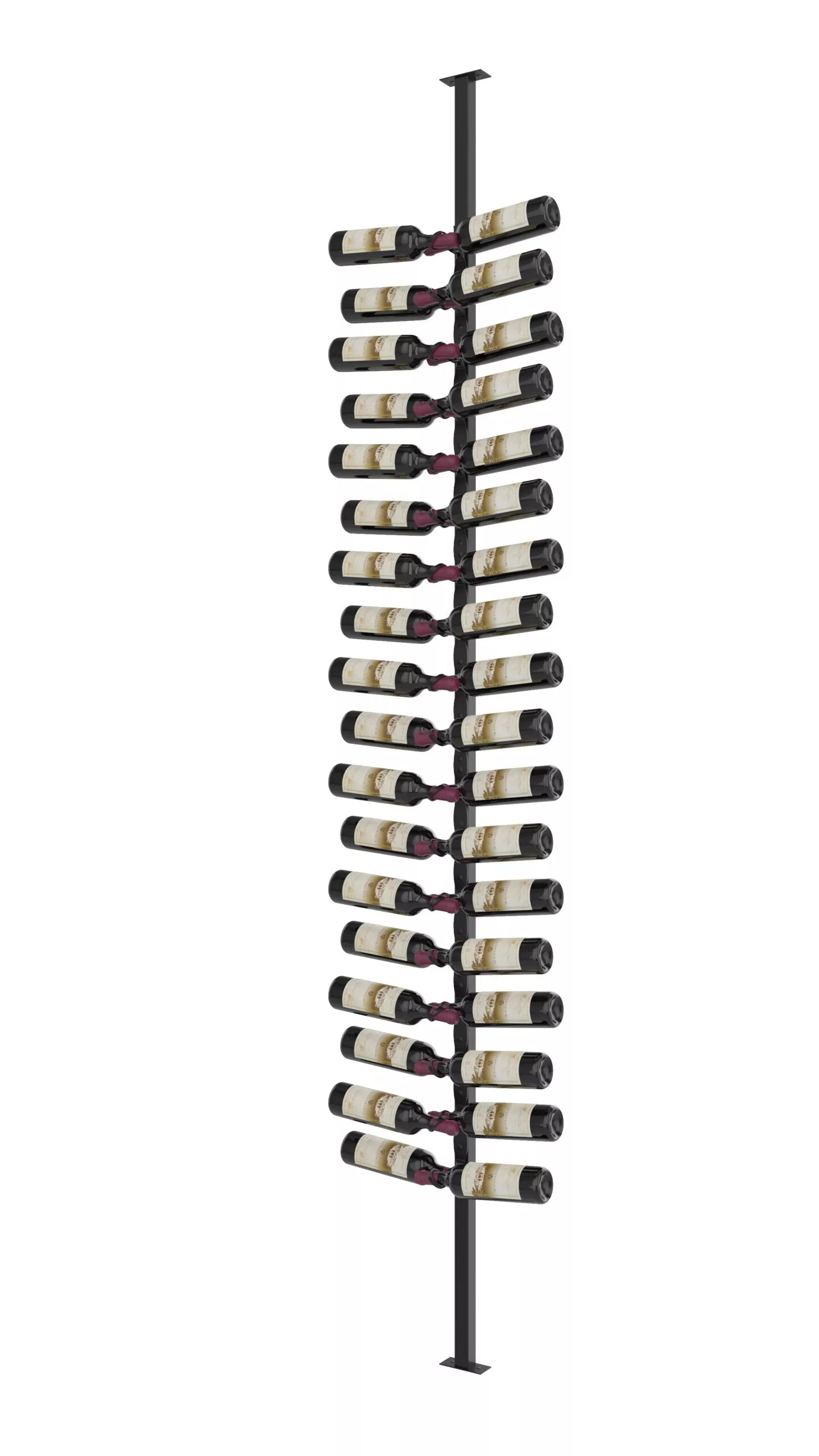 VintageView Helix Single Sided Wine Rack Post Kit 10 (modern floor-to-ceiling floating wine rack system) Matte Black Dual