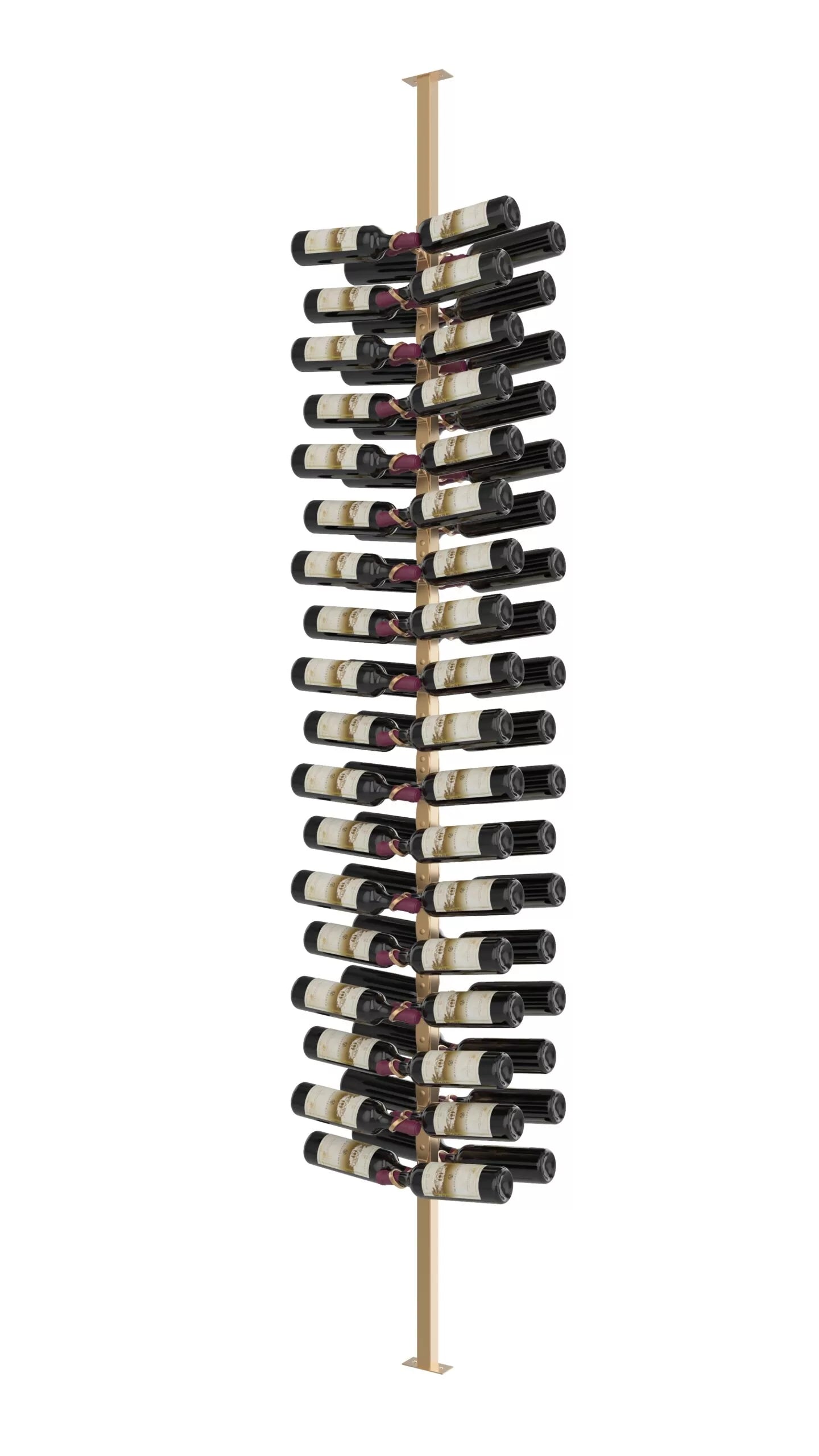 VintageView Helix Double Sided Wine Rack Post Kit 10 (modern floor-to-ceiling floating wine rack system) Golden Bronze Dual