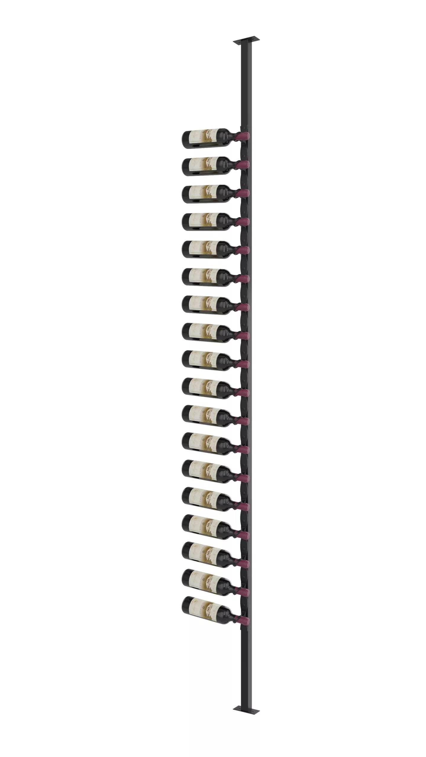 VintageView Helix Single Sided Wine Rack Post Kit 10 (modern floor-to-ceiling floating wine rack system) Matte Black Left