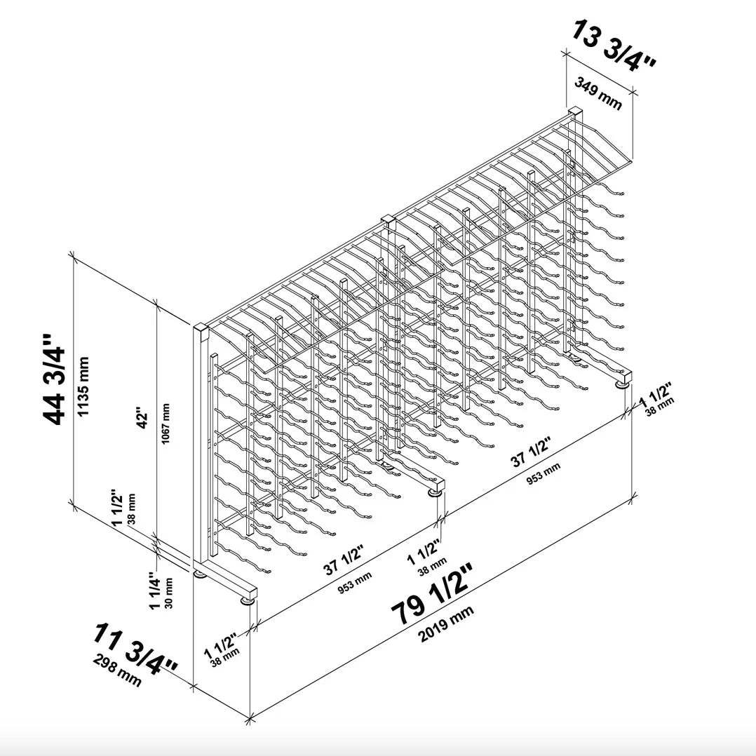 W Series Single Sided Island Display Rack Presentation Row 3 (freestanding metal wine rack)