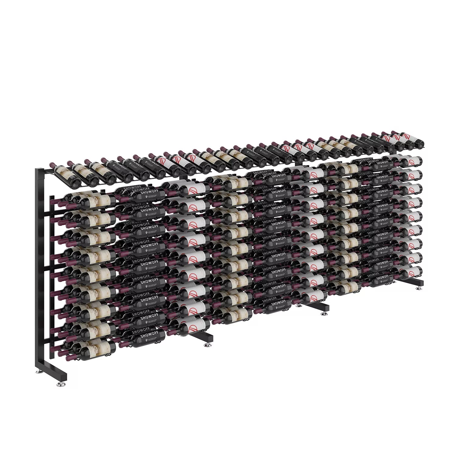 W Series Single Sided Island Display Rack Presentation Row 3 (freestanding metal wine rack)