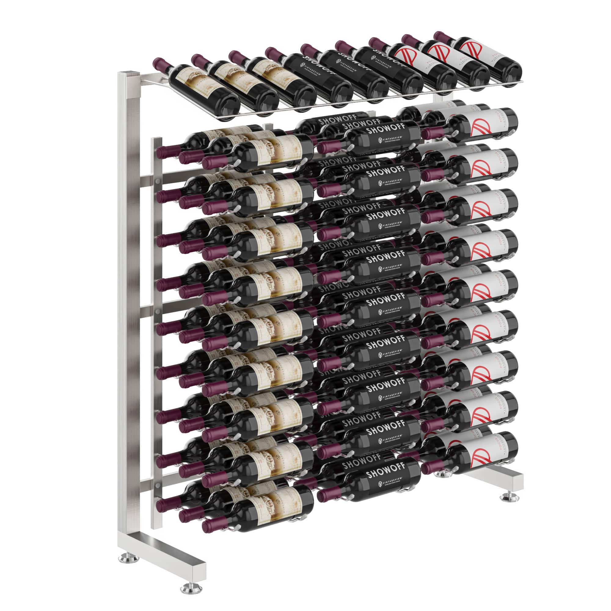 W Series Single Sided Island Display Rack Presentation Row 3 (freestanding metal wine rack)