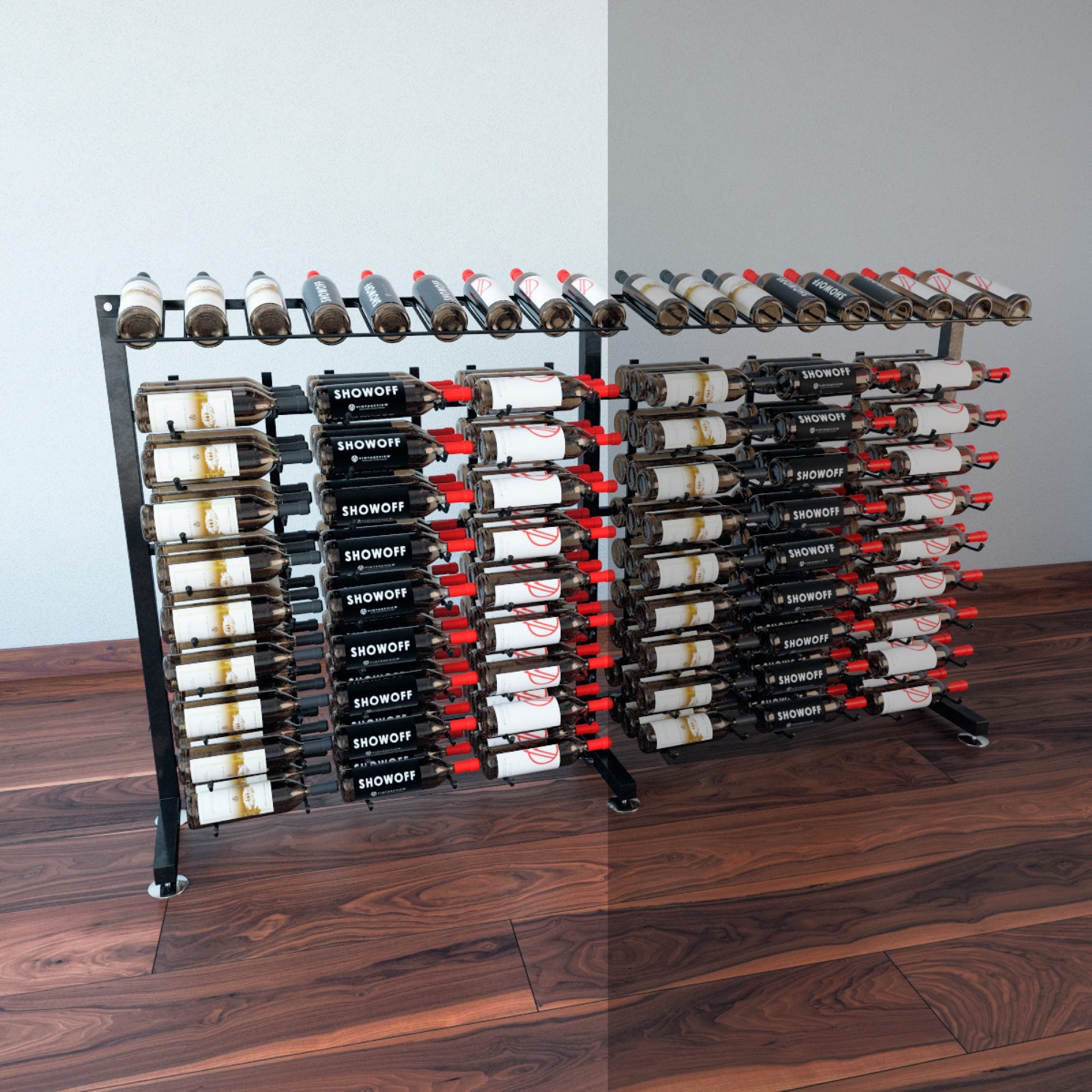 VintageView W Series Island Display Rack PR 3 Ext (freestanding metal wine rack expansion pack) Matte Black