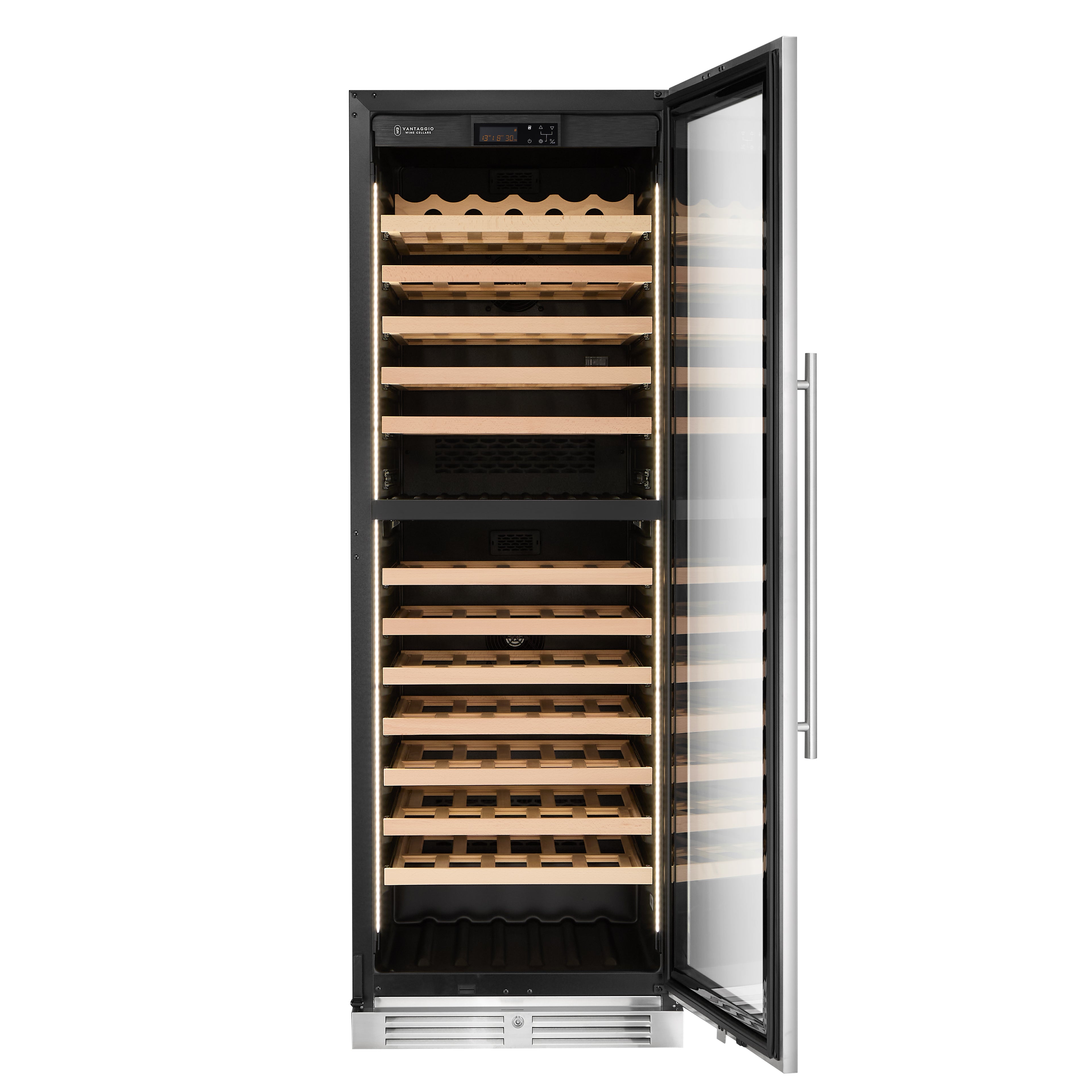 v164-ss-dt wine fridge with door opened and no wine